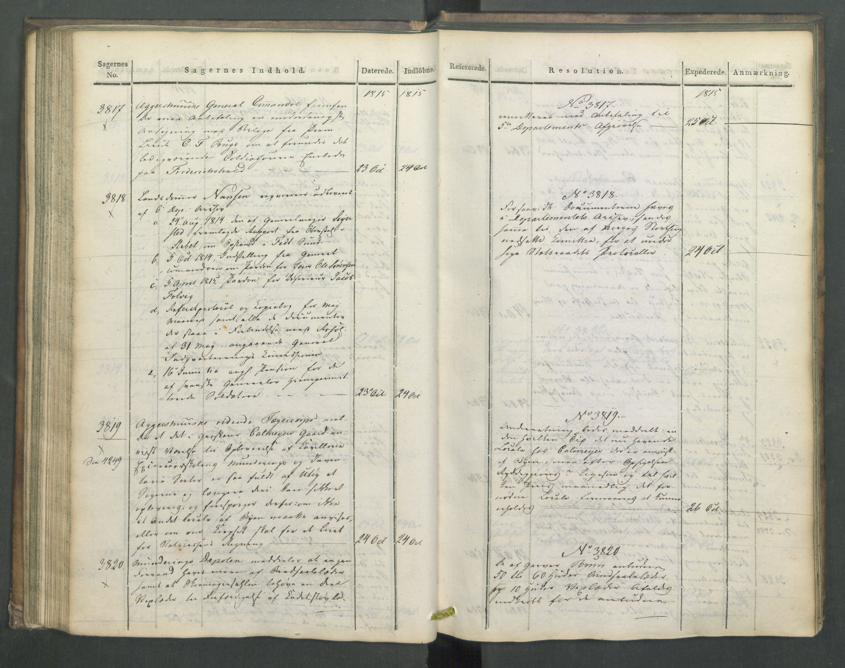 Armédepartementet, AV/RA-RAFA-3493/C/Ca/L0006: 6. Departements Journal, 1815