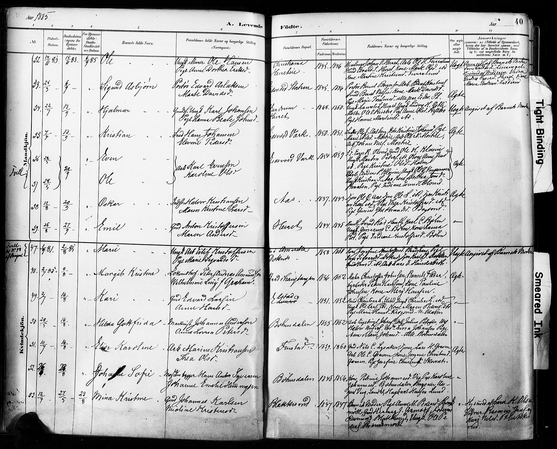 Eidsvoll prestekontor Kirkebøker, SAO/A-10888/F/Fa/L0002: Parish register (official) no. I 2, 1882-1895, p. 40