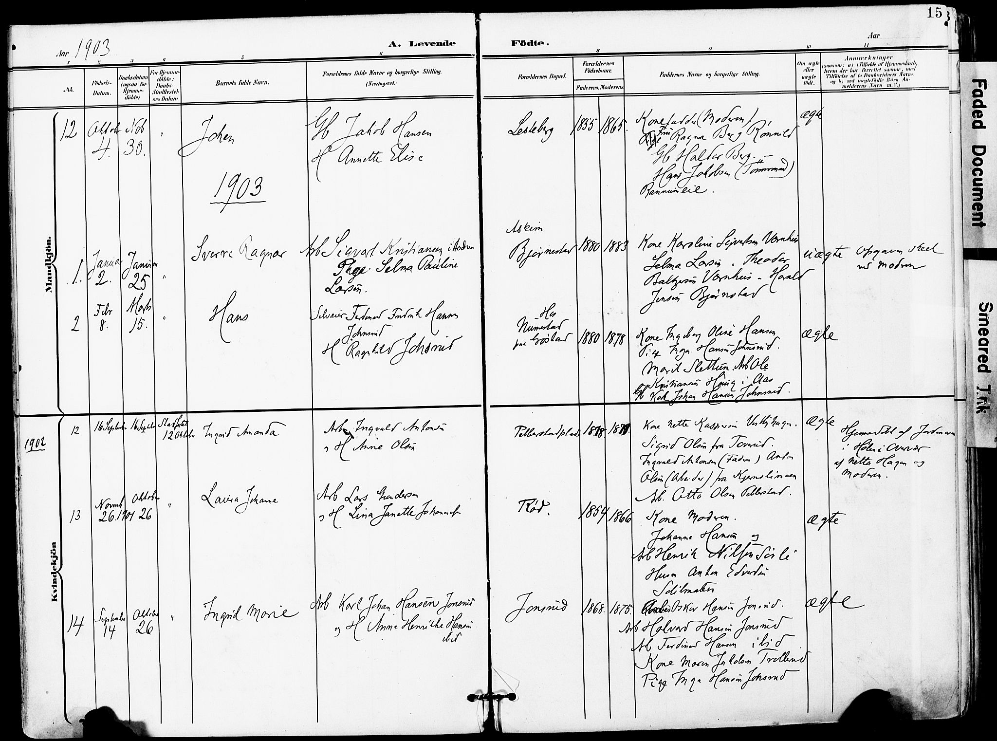 Vestby prestekontor Kirkebøker, SAO/A-10893/F/Fa/L0010: Parish register (official) no. I 10, 1900-1926, p. 15