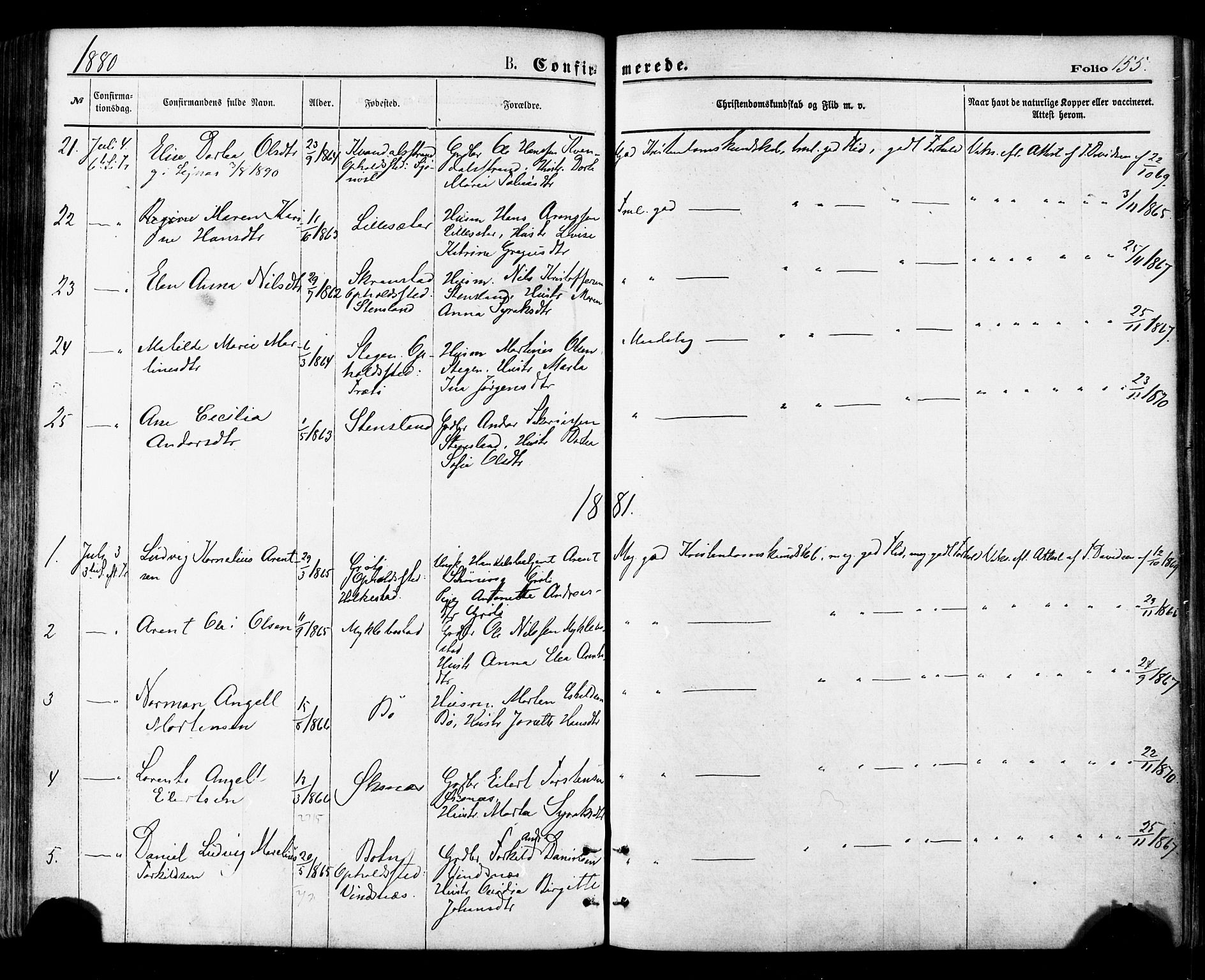Ministerialprotokoller, klokkerbøker og fødselsregistre - Nordland, SAT/A-1459/855/L0802: Parish register (official) no. 855A10, 1875-1886, p. 155