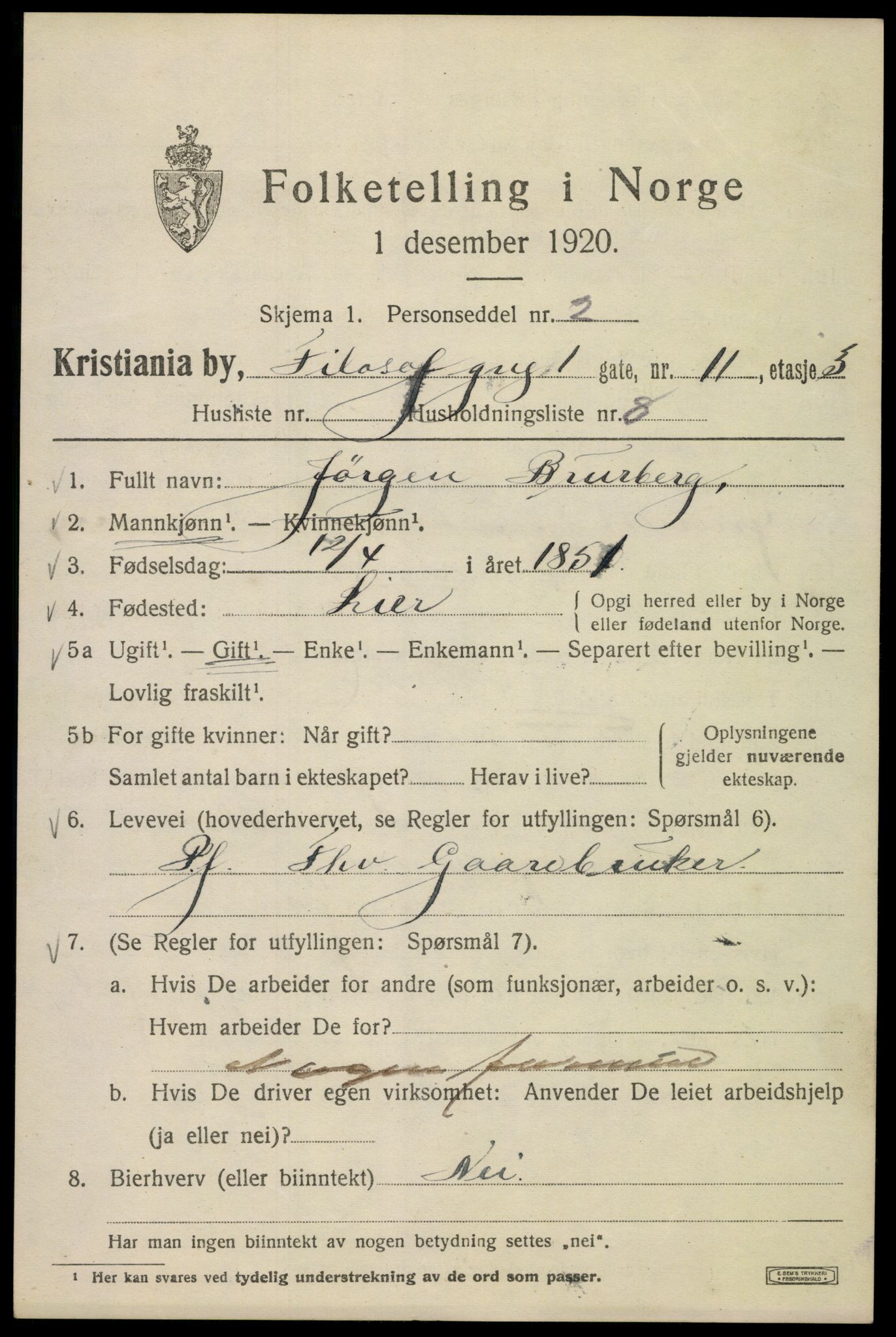 SAO, 1920 census for Kristiania, 1920, p. 229055