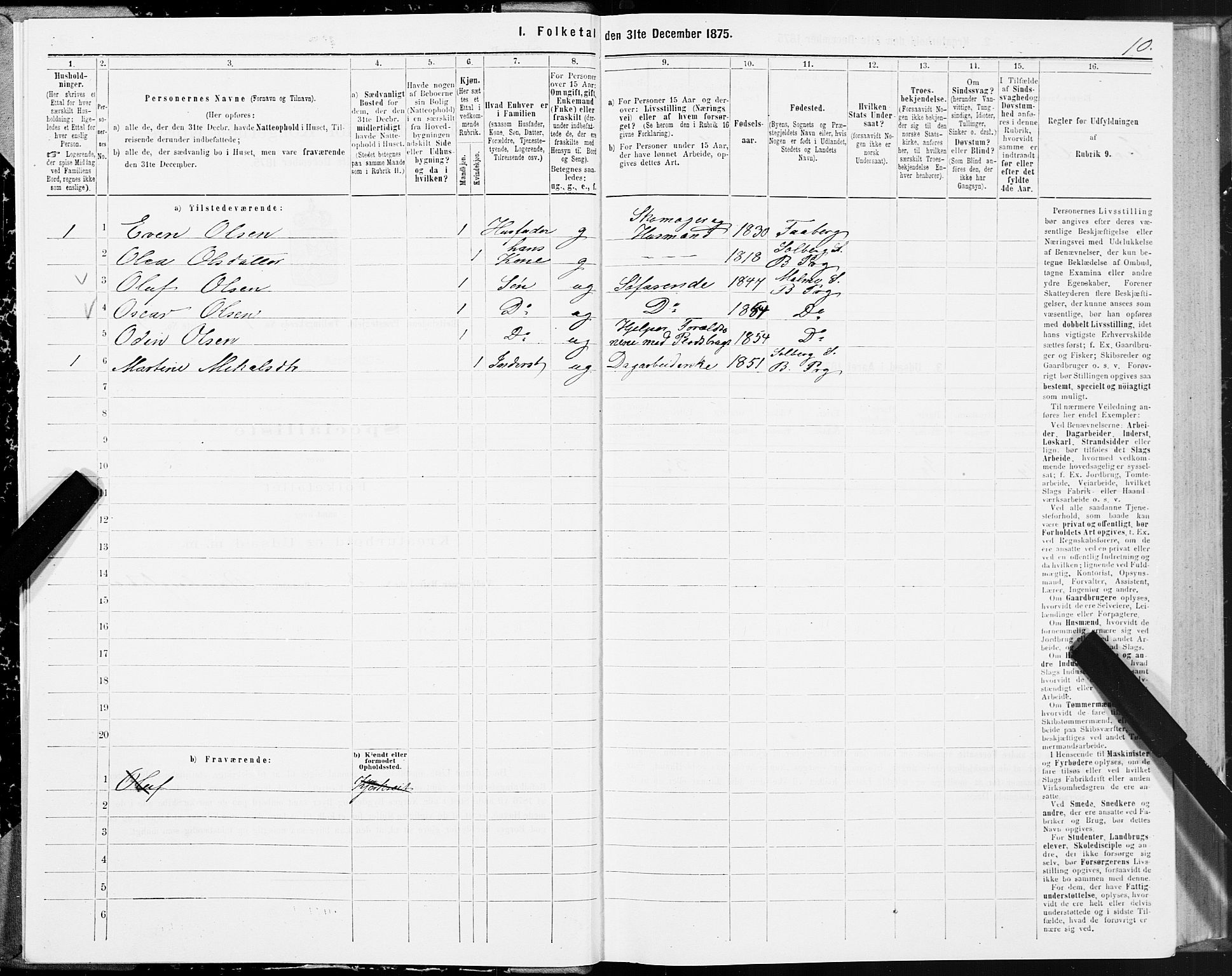 SAT, 1875 census for 1727P Beitstad, 1875, p. 1010