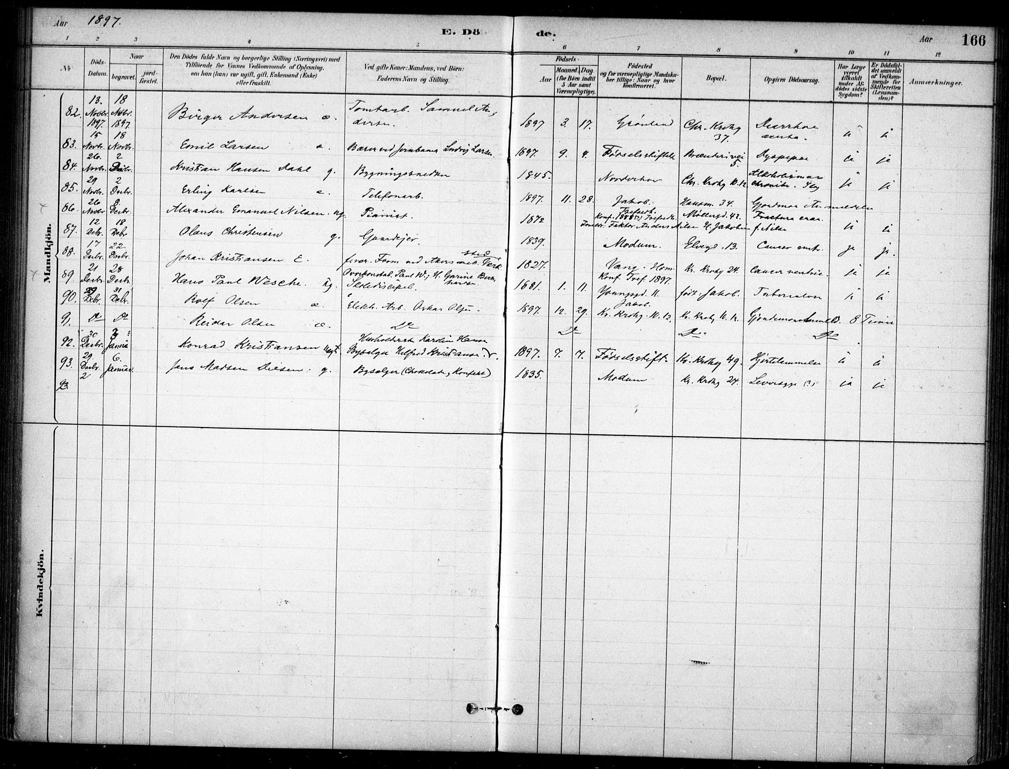 Jakob prestekontor Kirkebøker, AV/SAO-A-10850/F/Fa/L0007: Parish register (official) no. 7, 1880-1905, p. 166