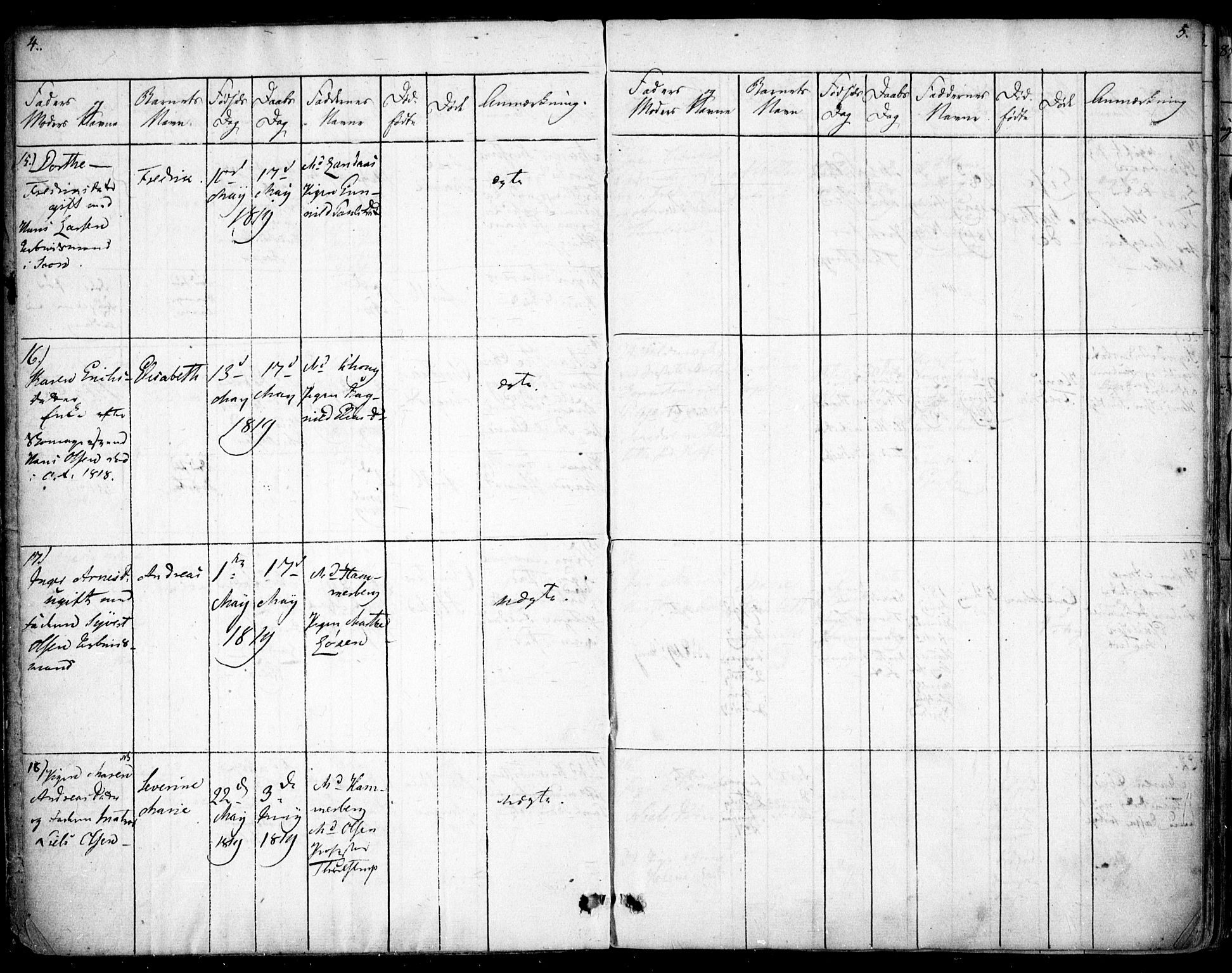 Rikshospitalet prestekontor Kirkebøker, AV/SAO-A-10309b/F/L0001: Parish register (official) no. 1, 1818-1832, p. 4-5