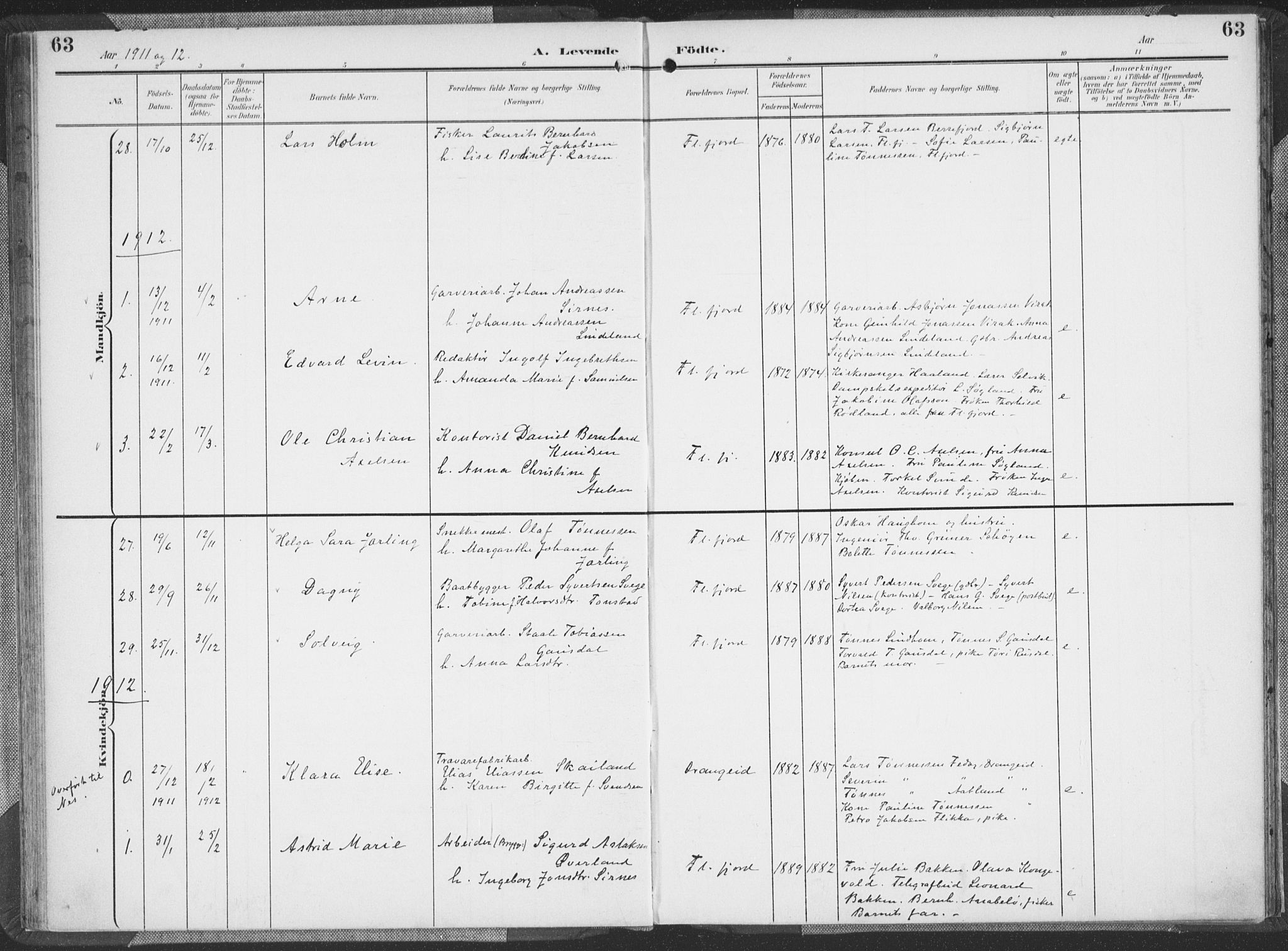 Flekkefjord sokneprestkontor, SAK/1111-0012/F/Fa/Faa/L0002: Parish register (official) no. A 2, 1900-1912, p. 63