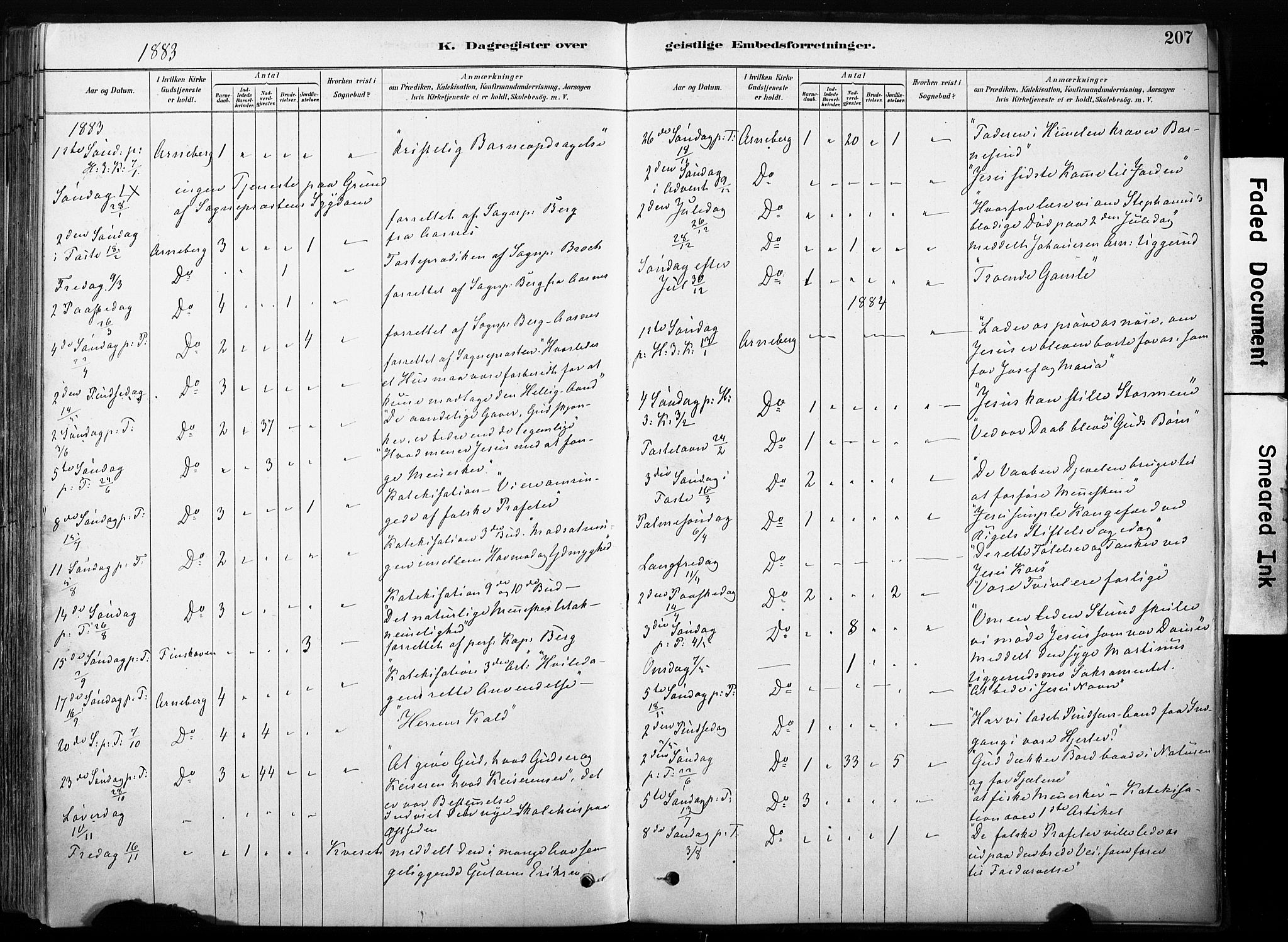 Hof prestekontor, AV/SAH-PREST-038/H/Ha/Haa/L0011: Parish register (official) no. 11, 1879-1911, p. 207