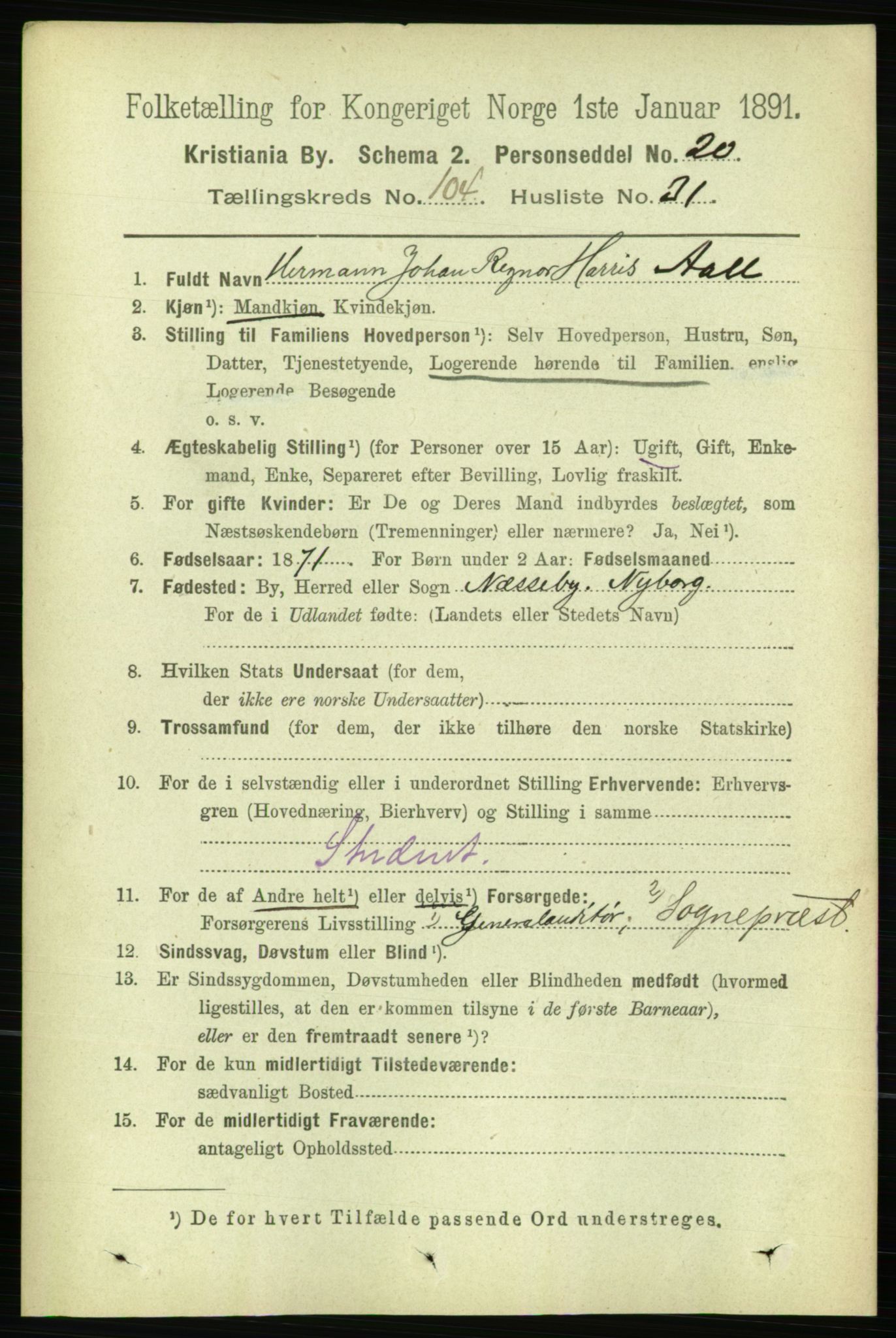 RA, 1891 census for 0301 Kristiania, 1891, p. 52824