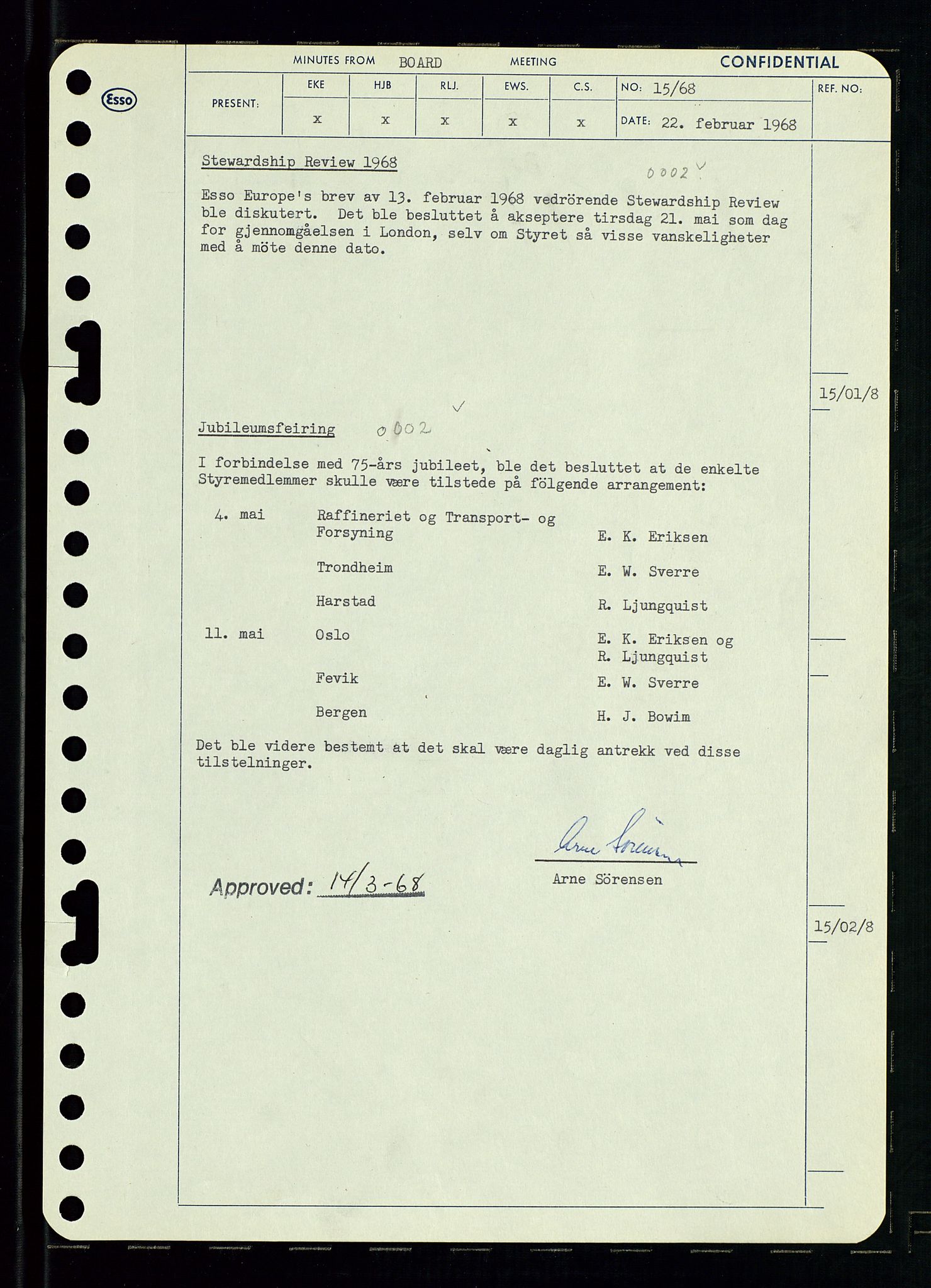 Pa 0982 - Esso Norge A/S, AV/SAST-A-100448/A/Aa/L0002/0004: Den administrerende direksjon Board minutes (styrereferater) / Den administrerende direksjon Board minutes (styrereferater), 1968, p. 26