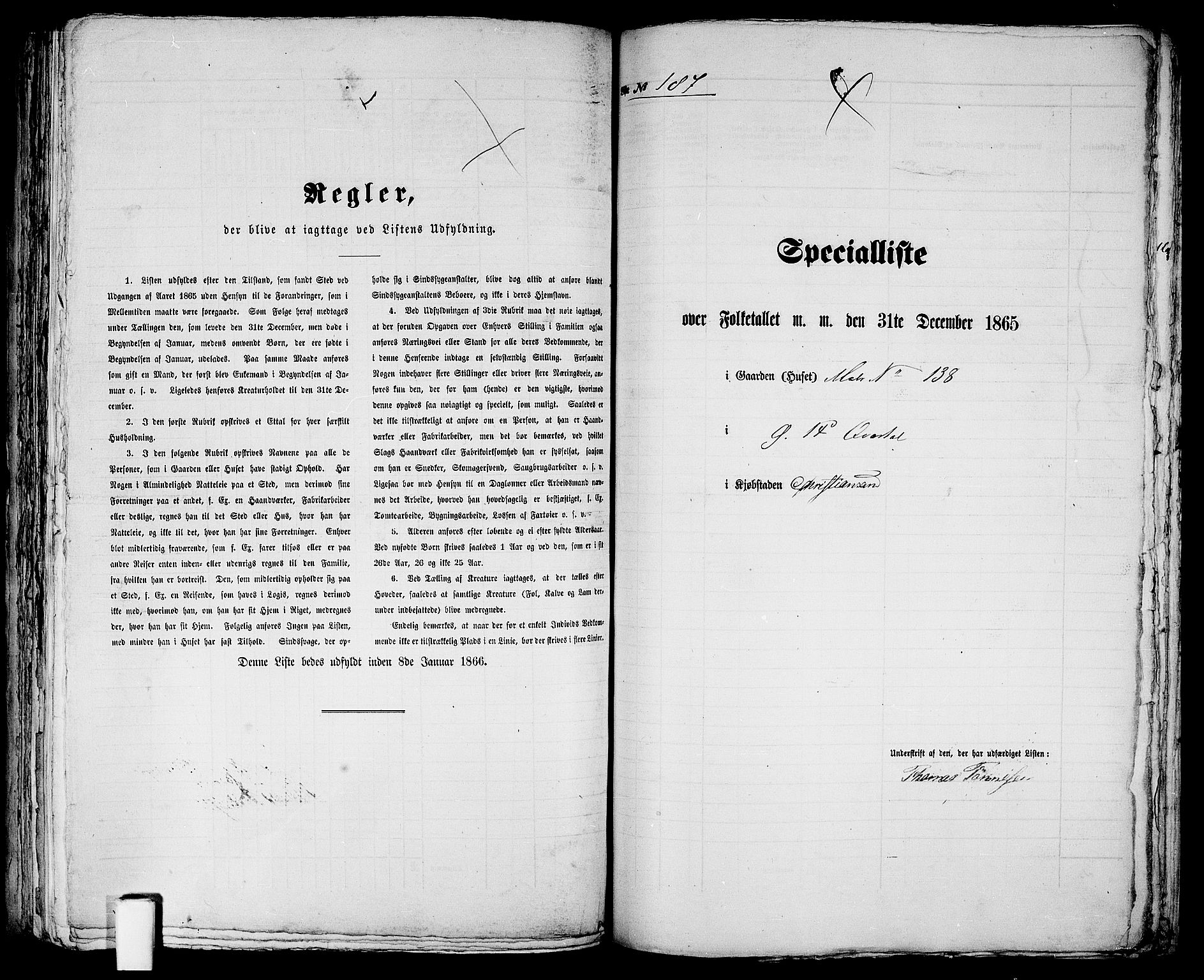 RA, 1865 census for Kristiansand, 1865, p. 390