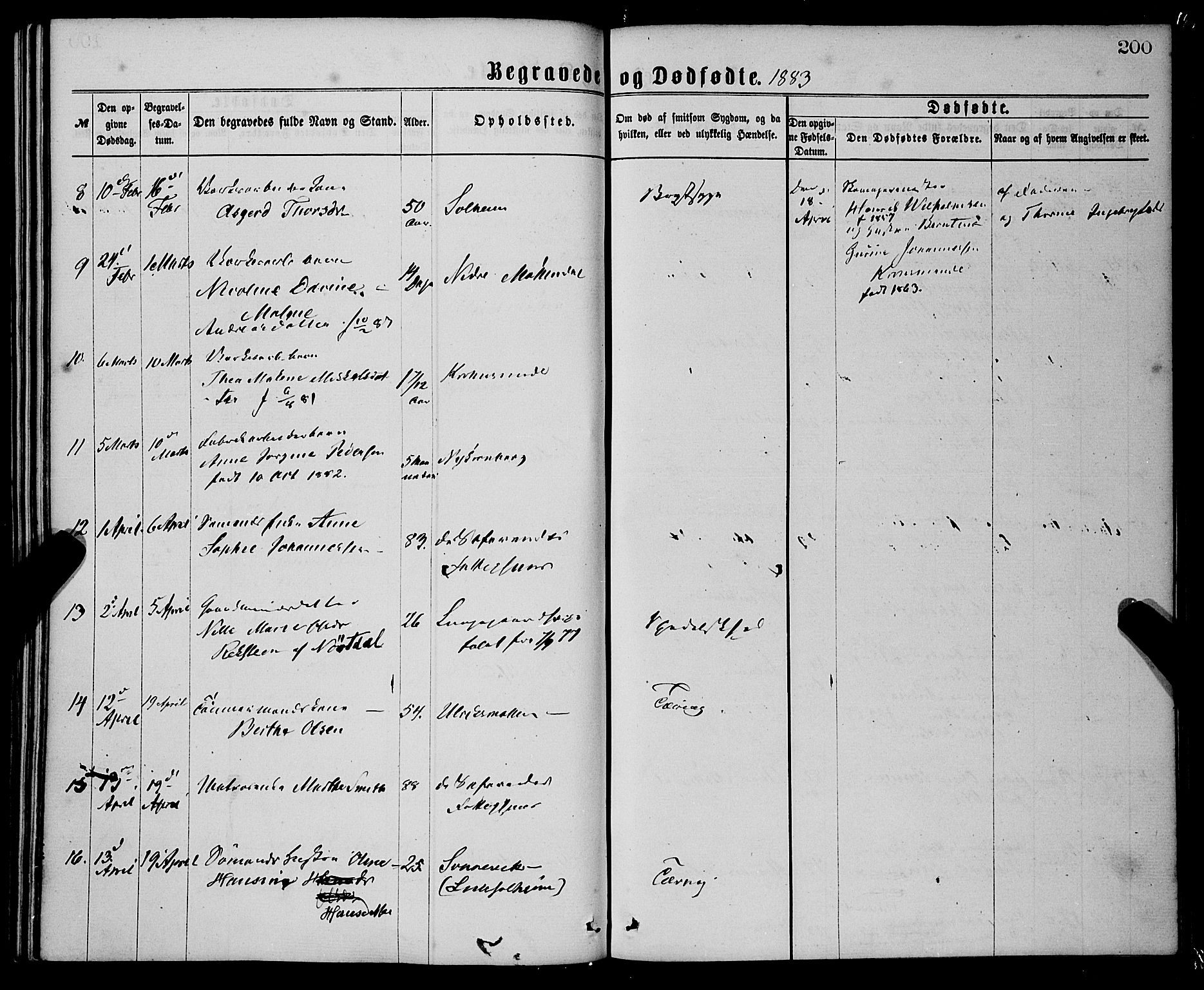 St. Jørgens hospital og Årstad sokneprestembete, AV/SAB-A-99934: Parish register (official) no. A 11, 1864-1886, p. 200