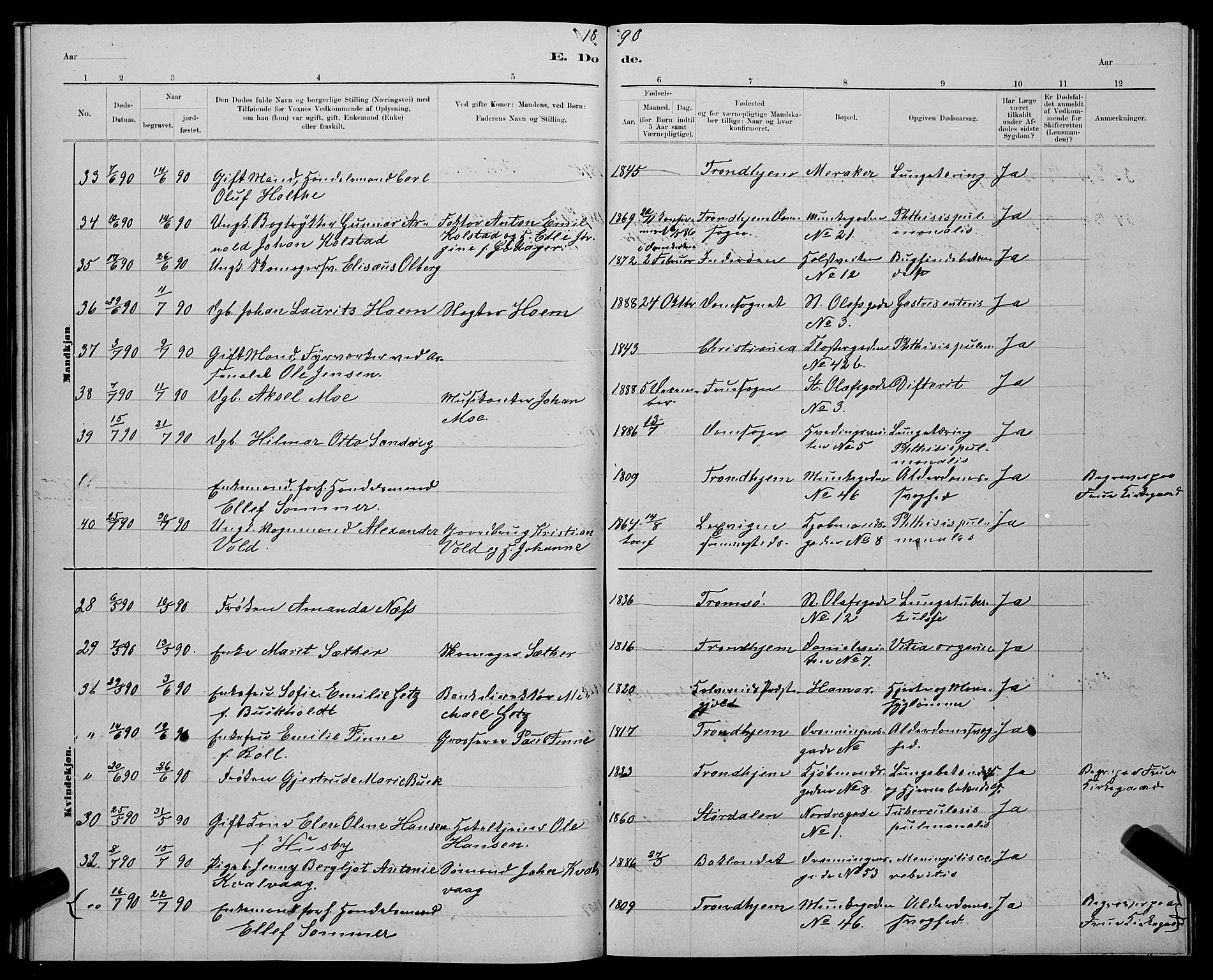 Ministerialprotokoller, klokkerbøker og fødselsregistre - Sør-Trøndelag, AV/SAT-A-1456/601/L0093: Parish register (copy) no. 601C11, 1882-1898