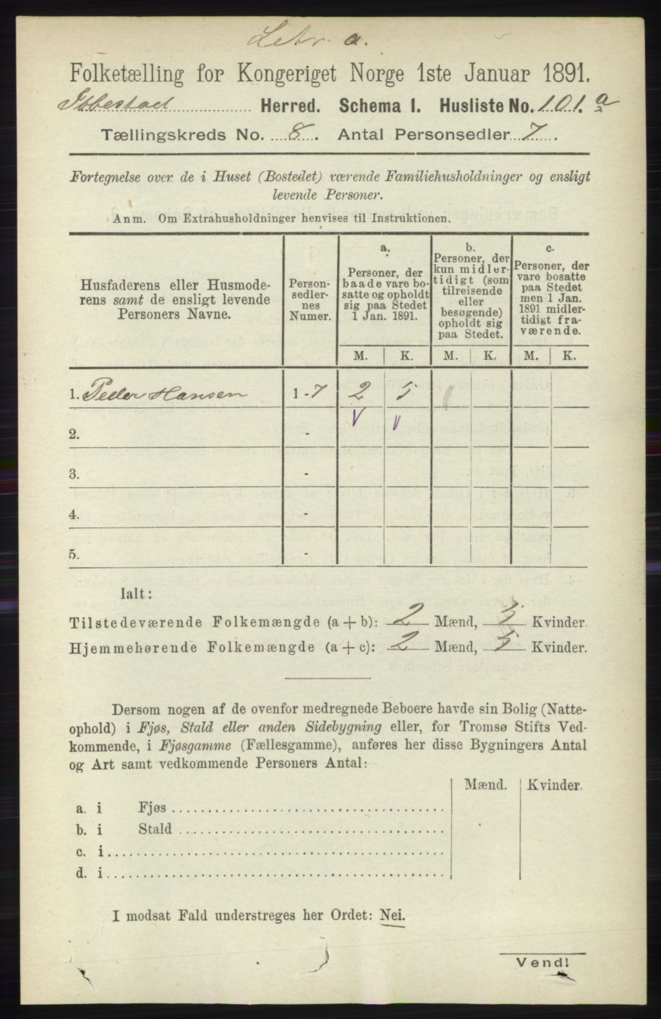 RA, 1891 census for 1917 Ibestad, 1891, p. 5232