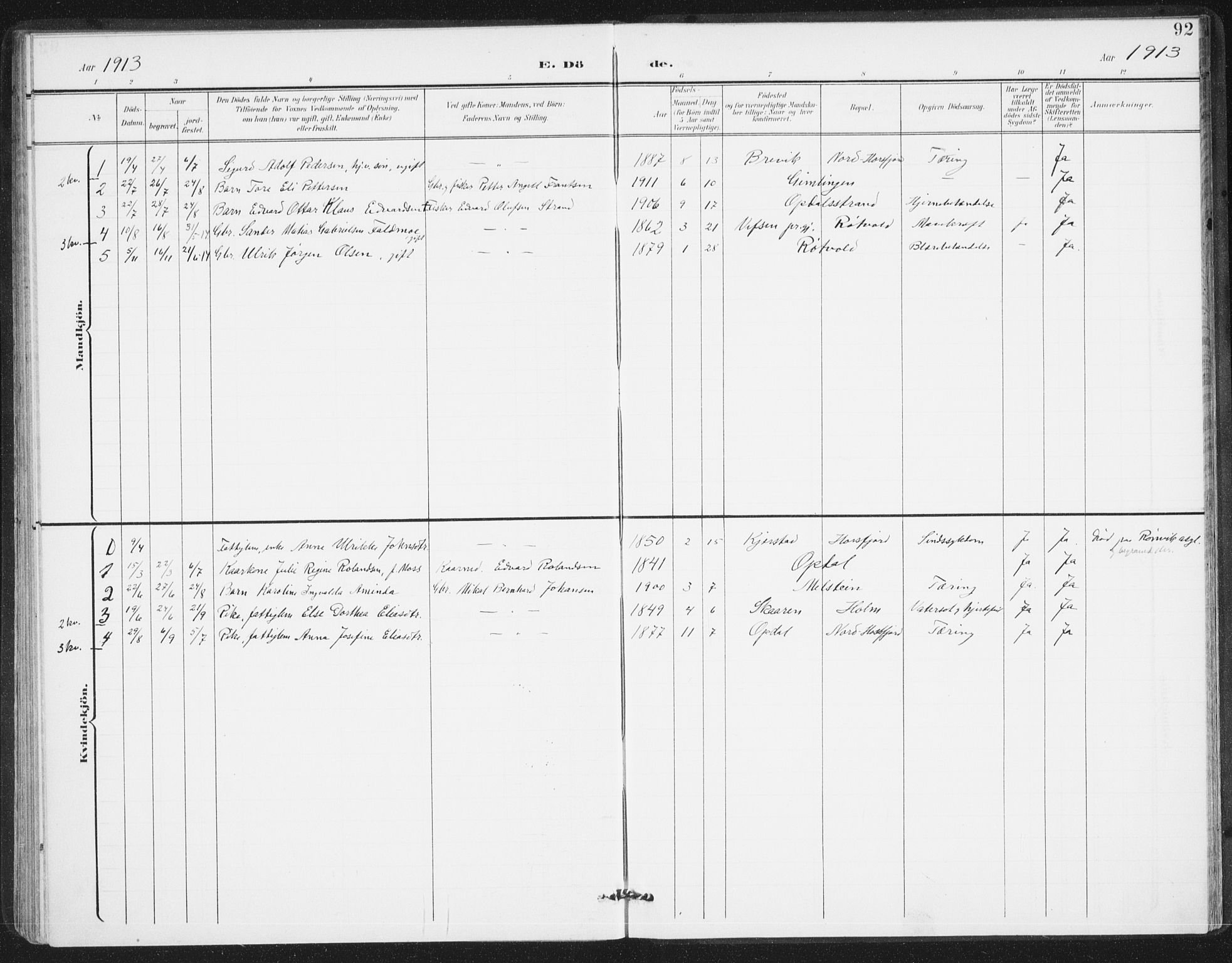 Ministerialprotokoller, klokkerbøker og fødselsregistre - Nordland, SAT/A-1459/811/L0167: Parish register (official) no. 811A04, 1899-1913, p. 92