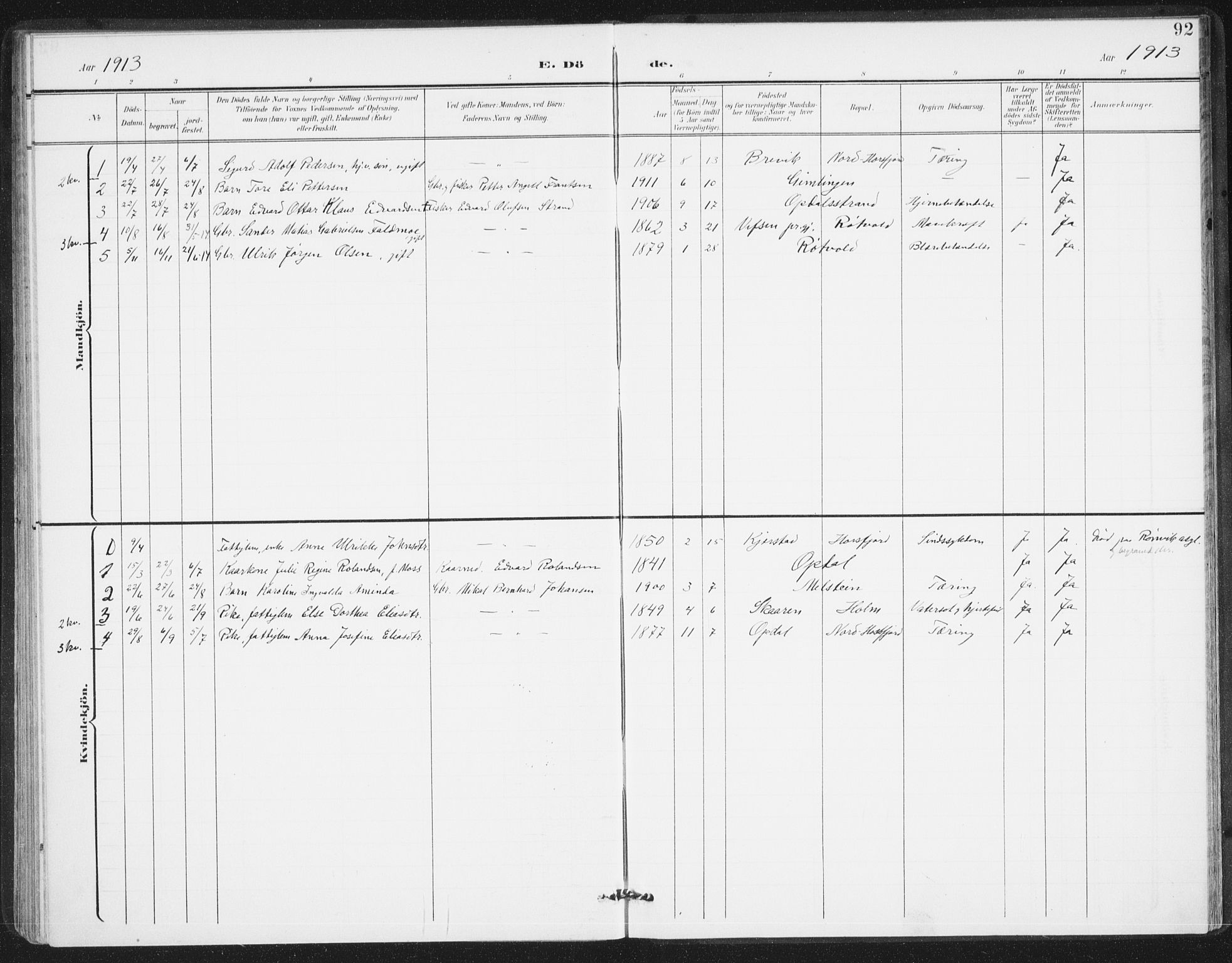 Ministerialprotokoller, klokkerbøker og fødselsregistre - Nordland, AV/SAT-A-1459/811/L0167: Parish register (official) no. 811A04, 1899-1913, p. 92