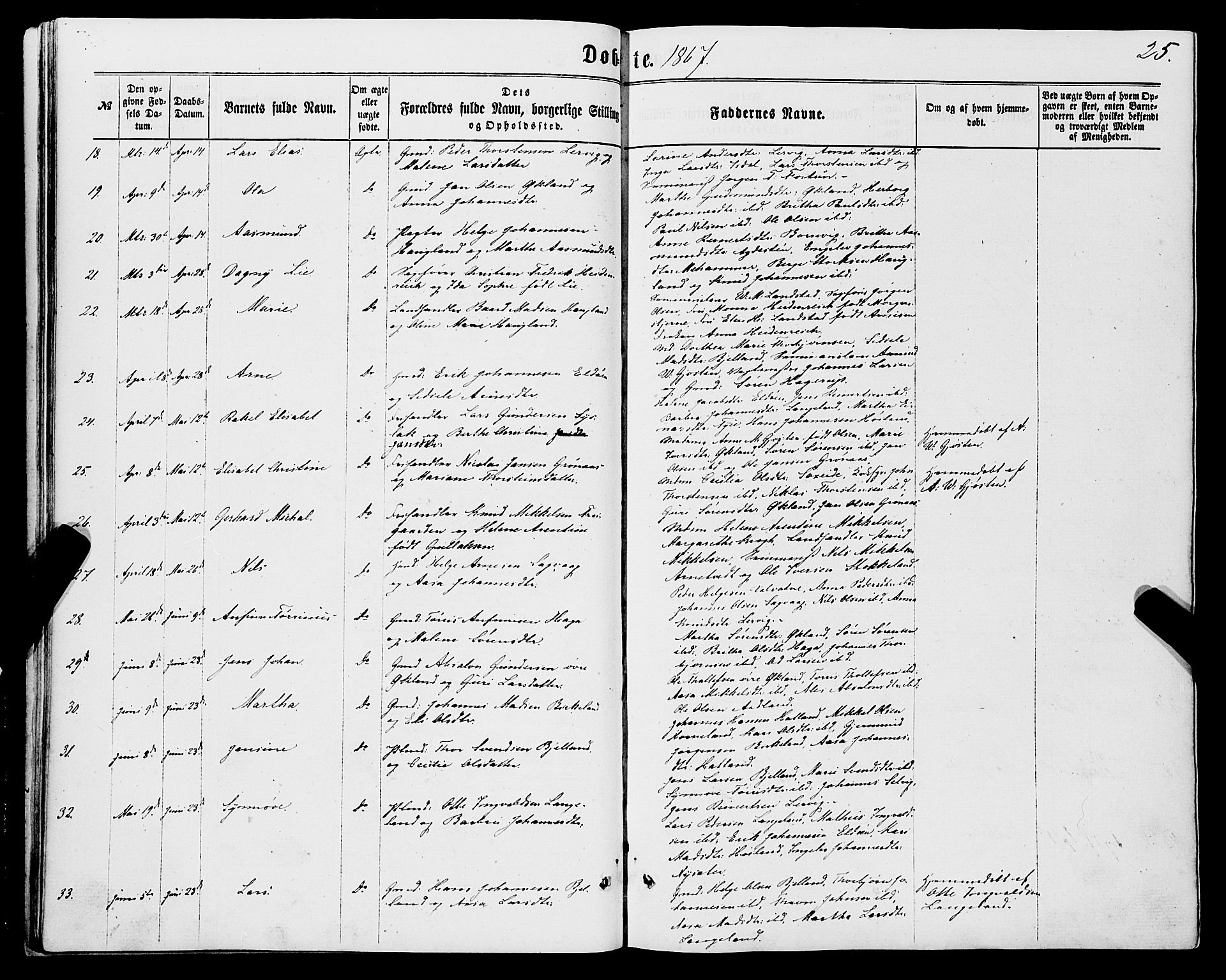 Stord sokneprestembete, SAB/A-78201/H/Haa: Parish register (official) no. B 1, 1862-1877, p. 25