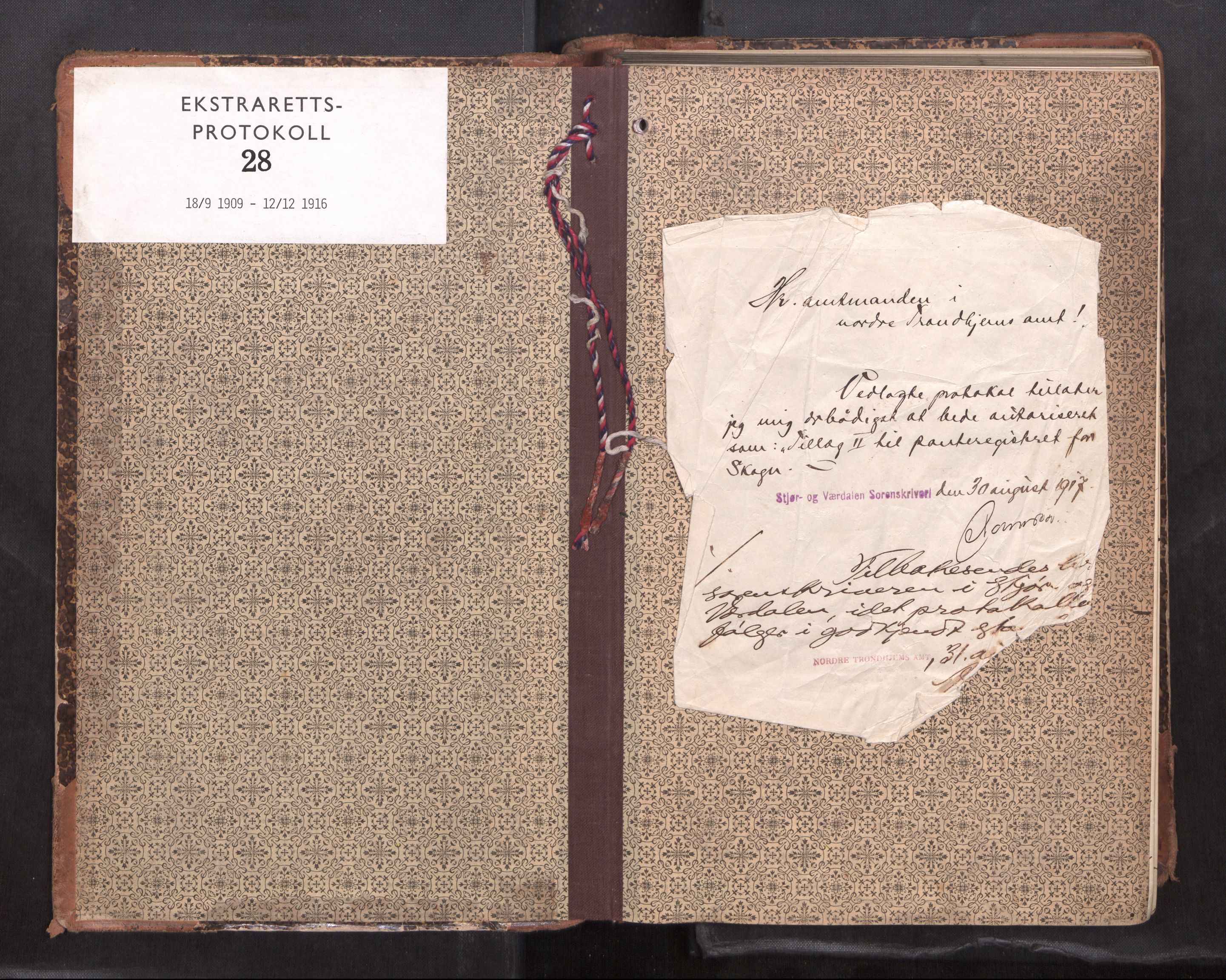 Inderøy sorenskriveri, AV/SAT-A-4147/1/1/1B/L0028: Ekstrarettsprotokoll H, 1909-1916