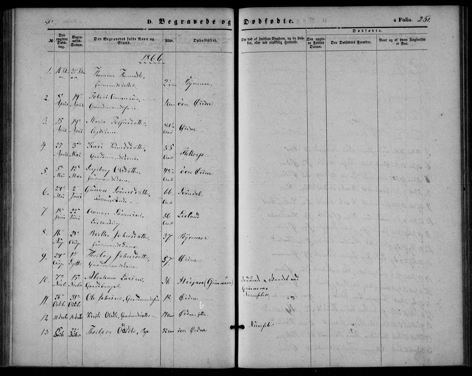 Bjelland sokneprestkontor, SAK/1111-0005/F/Fa/Fac/L0002: Parish register (official) no. A 2, 1866-1887, p. 251