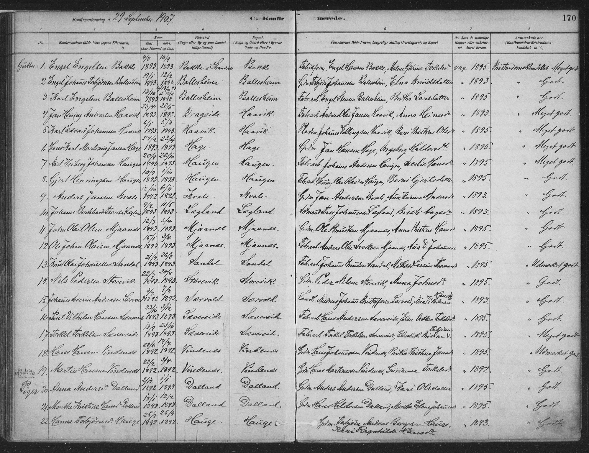 Fusa sokneprestembete, AV/SAB-A-75401/H/Haa: Parish register (official) no. D 1, 1880-1938, p. 170
