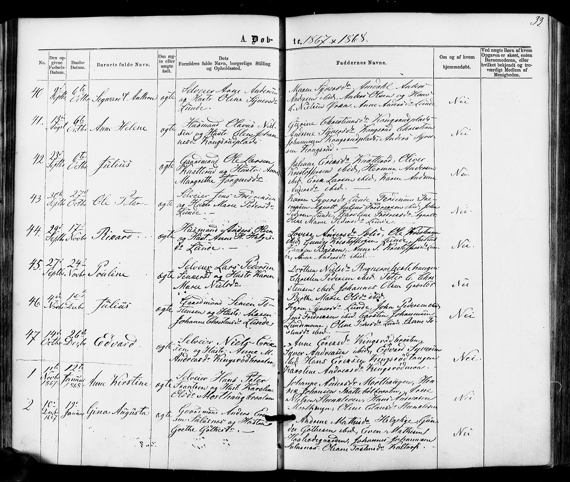Varteig prestekontor Kirkebøker, AV/SAO-A-10447a/F/Fa/L0001: Parish register (official) no. 1, 1861-1877, p. 33