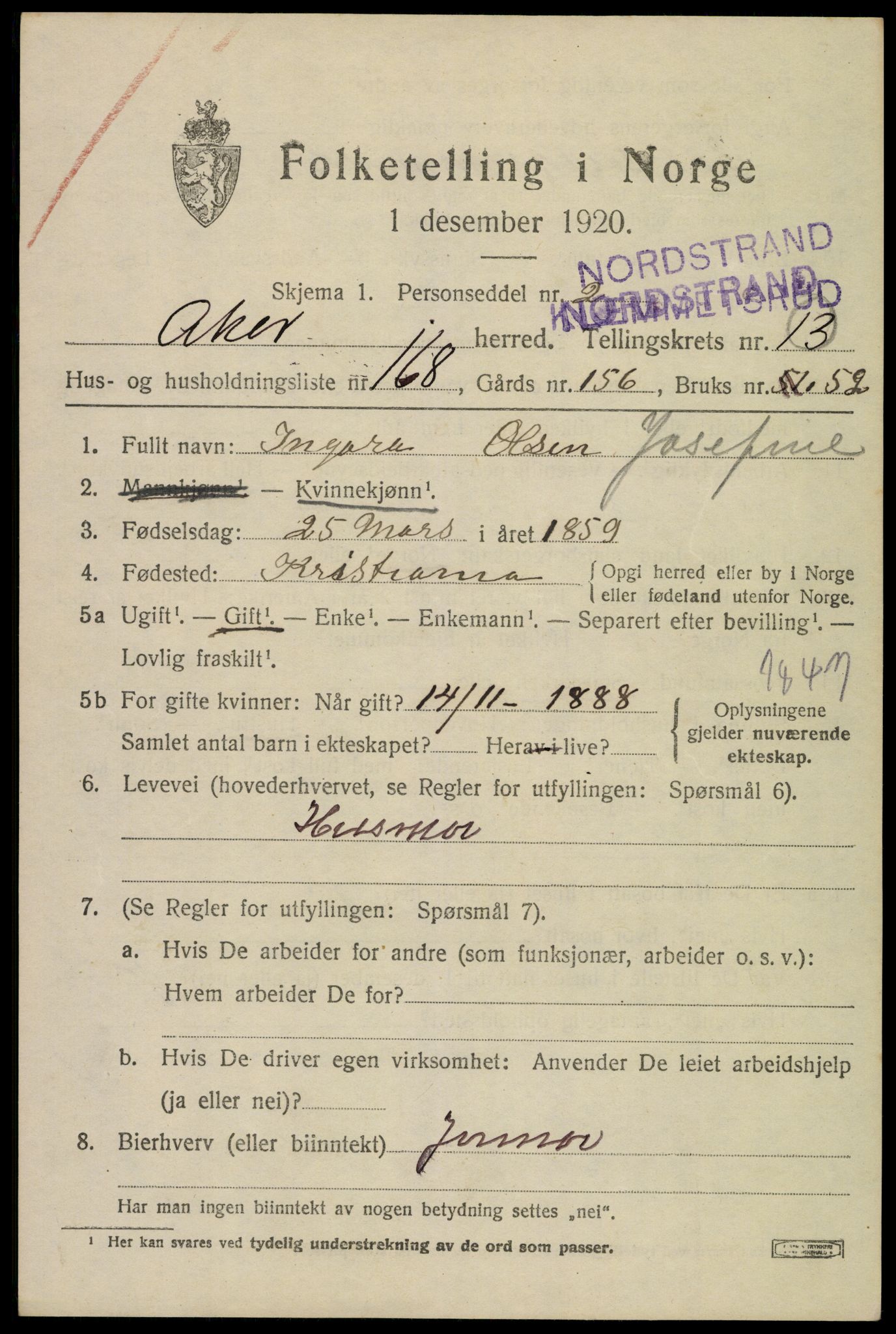 SAO, 1920 census for Aker, 1920, p. 81602