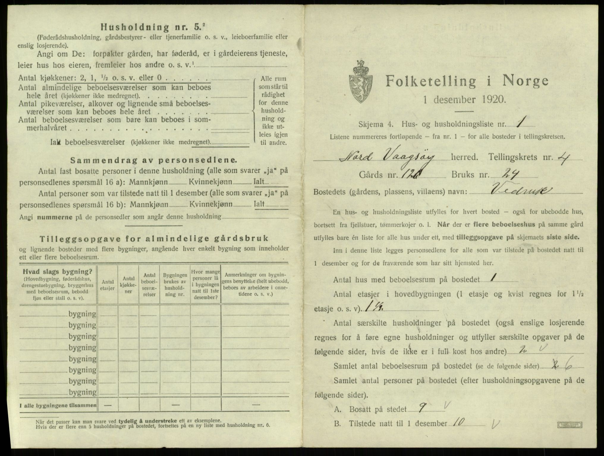 SAB, 1920 census for Nord-Vågsøy, 1920, p. 177