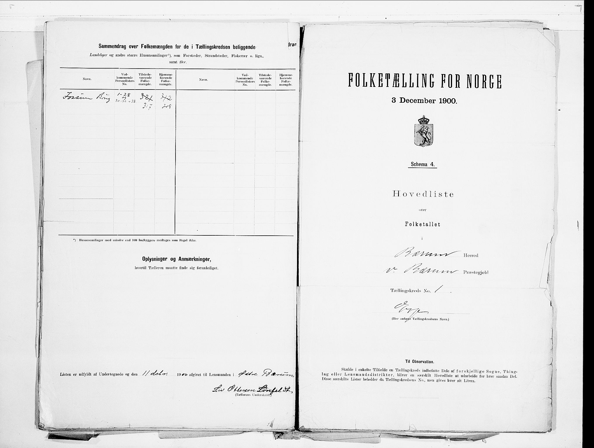 SAO, 1900 census for Bærum, 1900, p. 22