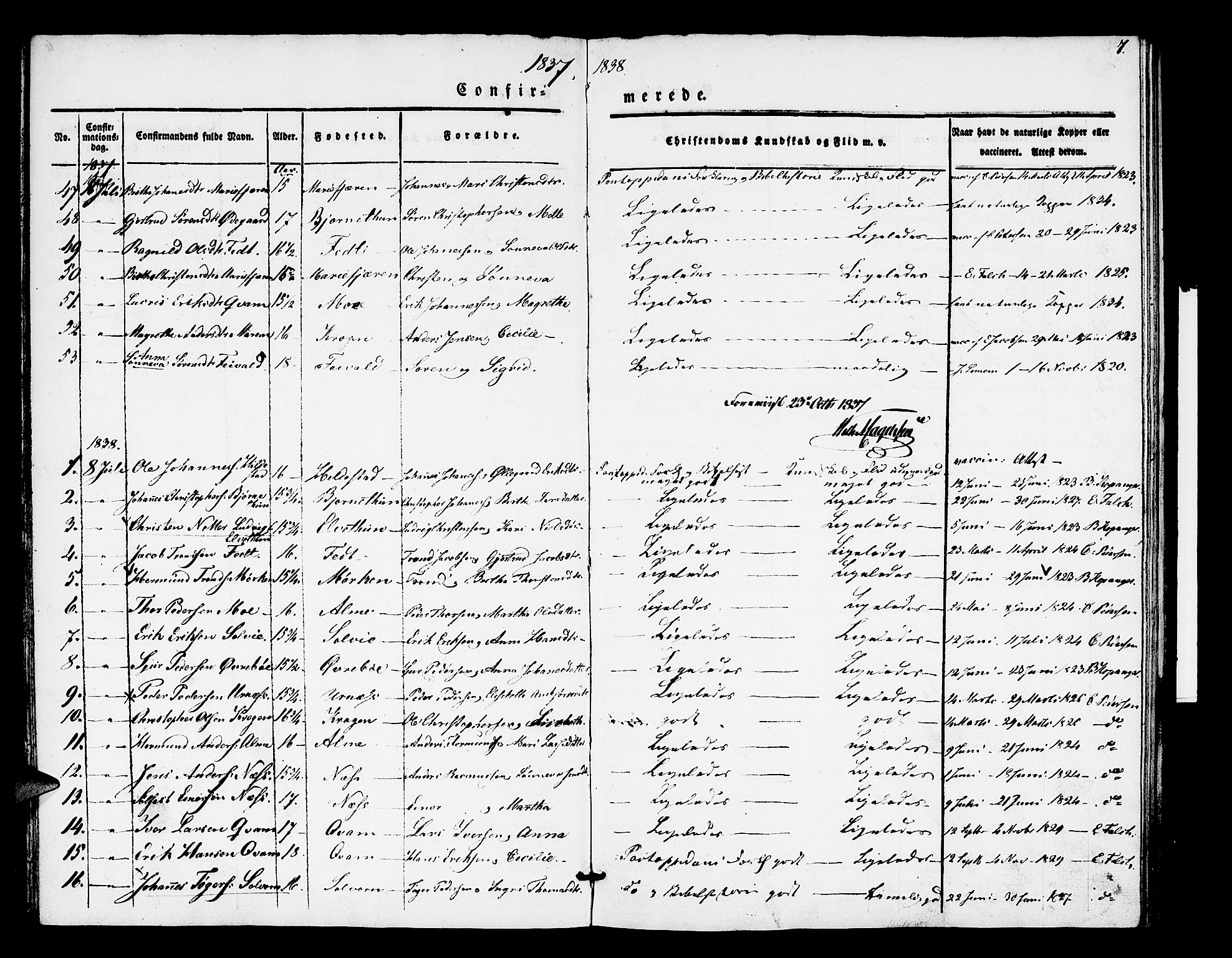 Hafslo sokneprestembete, SAB/A-80301/H/Haa/Haaa/L0006: Parish register (official) no. A 6, 1835-1851, p. 7