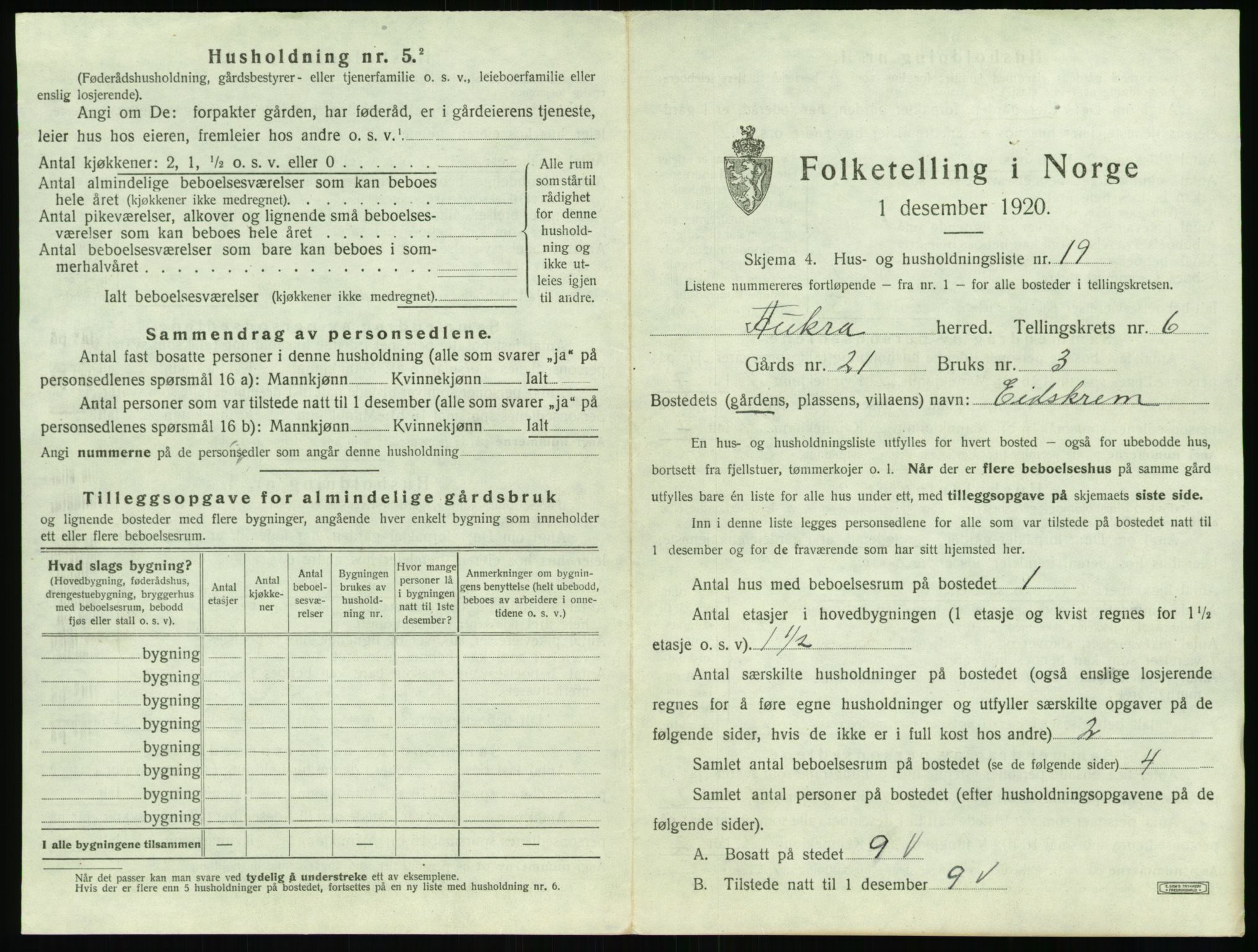 SAT, 1920 census for Aukra, 1920, p. 555