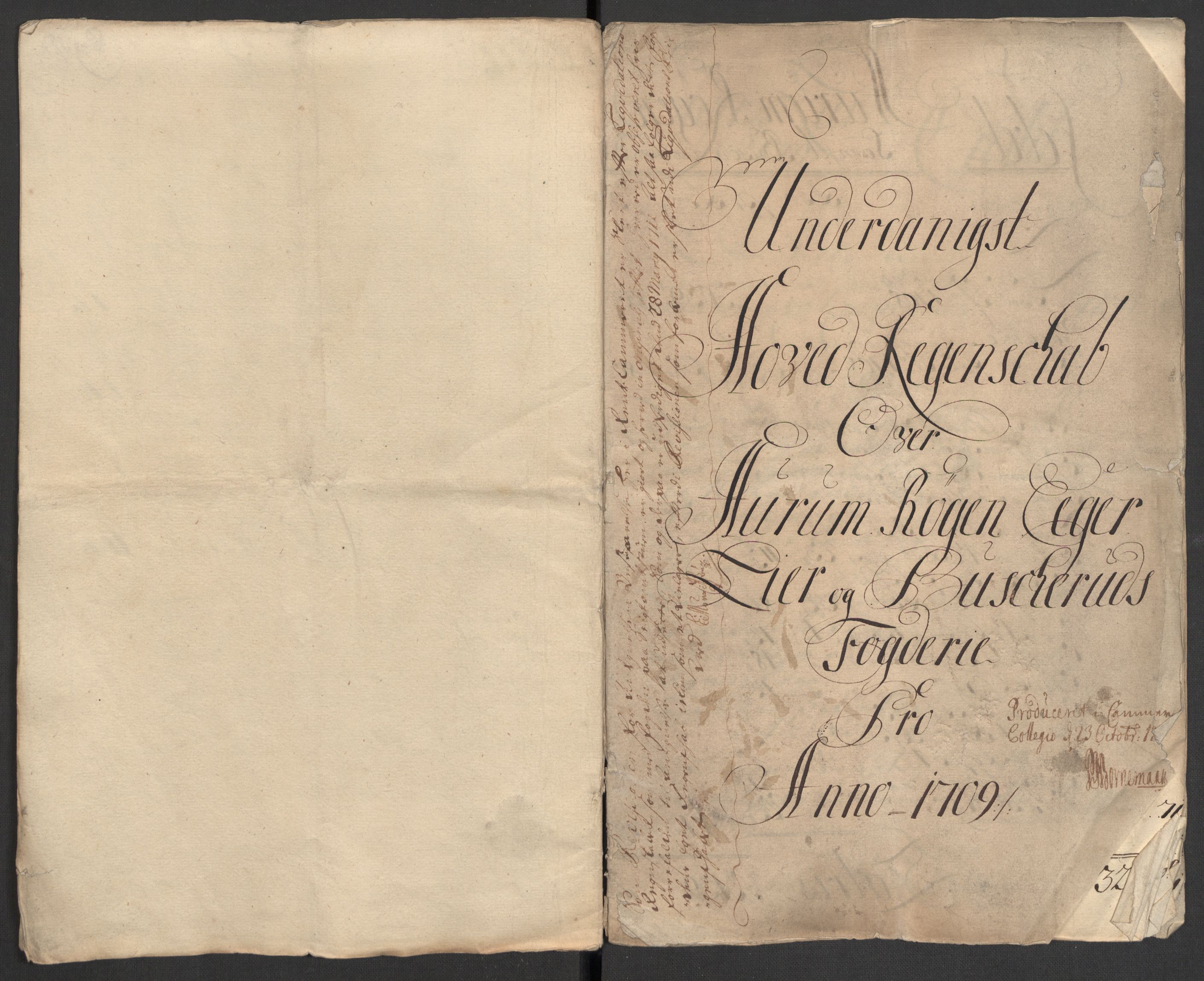 Rentekammeret inntil 1814, Reviderte regnskaper, Fogderegnskap, AV/RA-EA-4092/R31/L1703: Fogderegnskap Hurum, Røyken, Eiker, Lier og Buskerud, 1709, p. 10