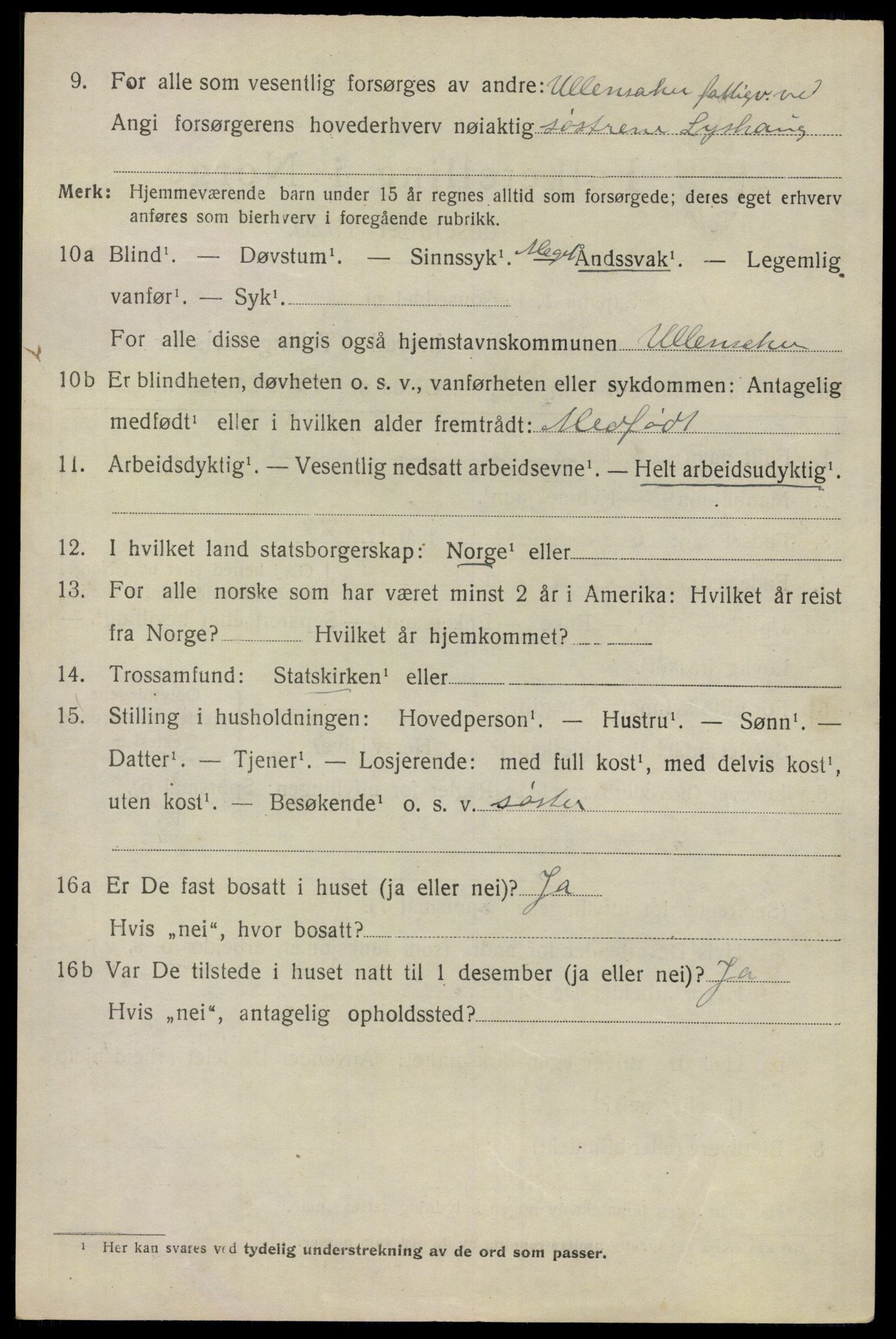 SAO, 1920 census for Ullensaker, 1920, p. 5530