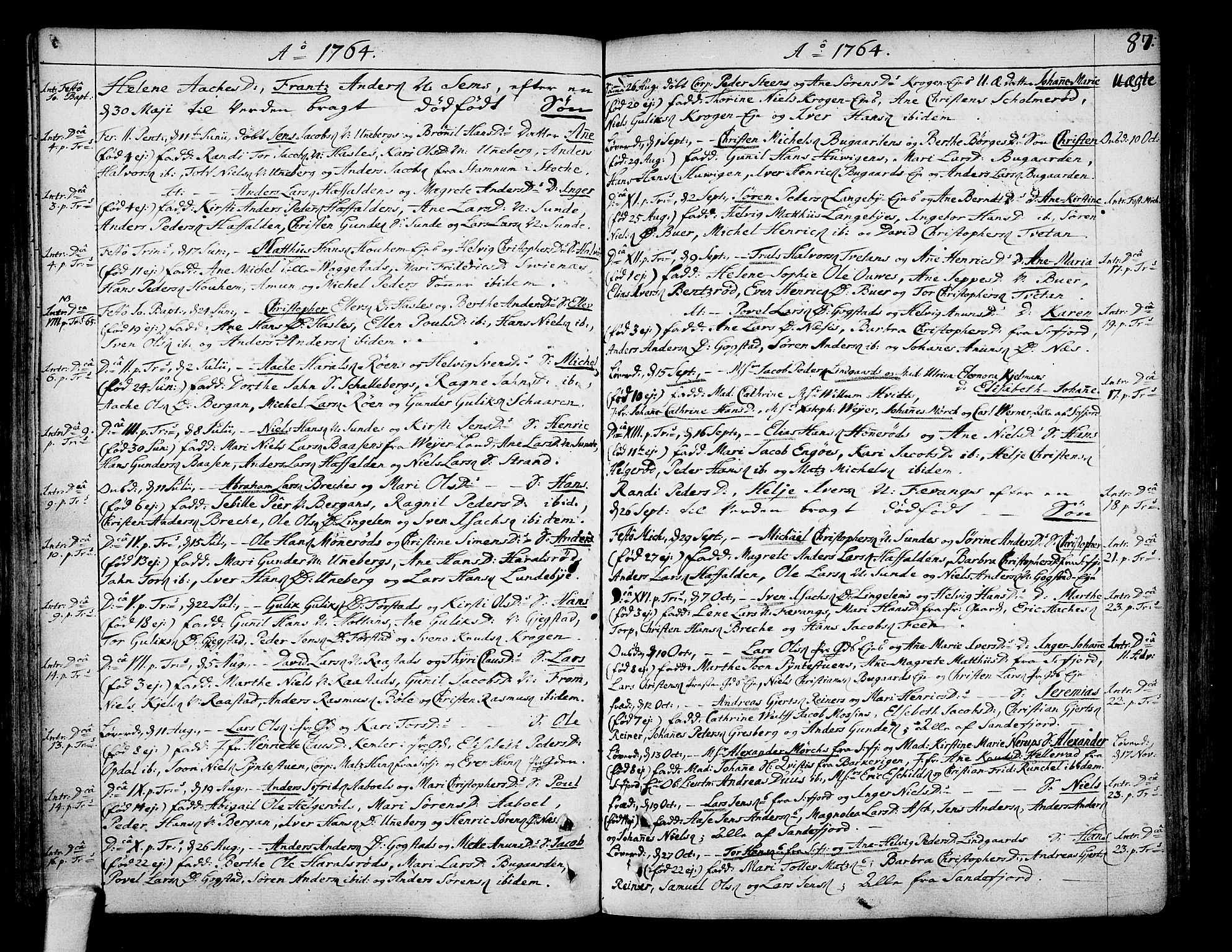 Sandar kirkebøker, SAKO/A-243/F/Fa/L0002: Parish register (official) no. 2, 1733-1788, p. 87