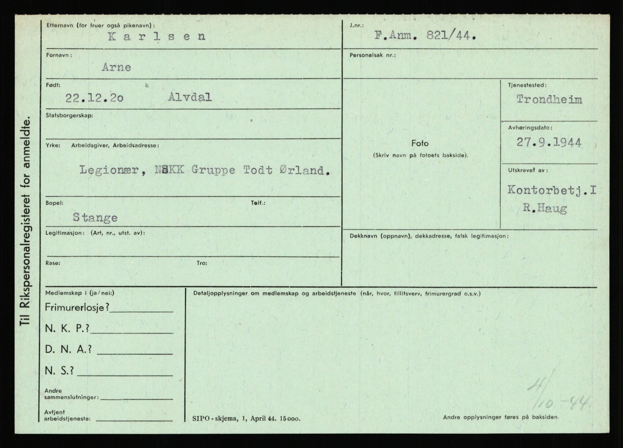 Statspolitiet - Hovedkontoret / Osloavdelingen, AV/RA-S-1329/C/Ca/L0008: Johan(nes)sen - Knoph, 1943-1945, p. 3302