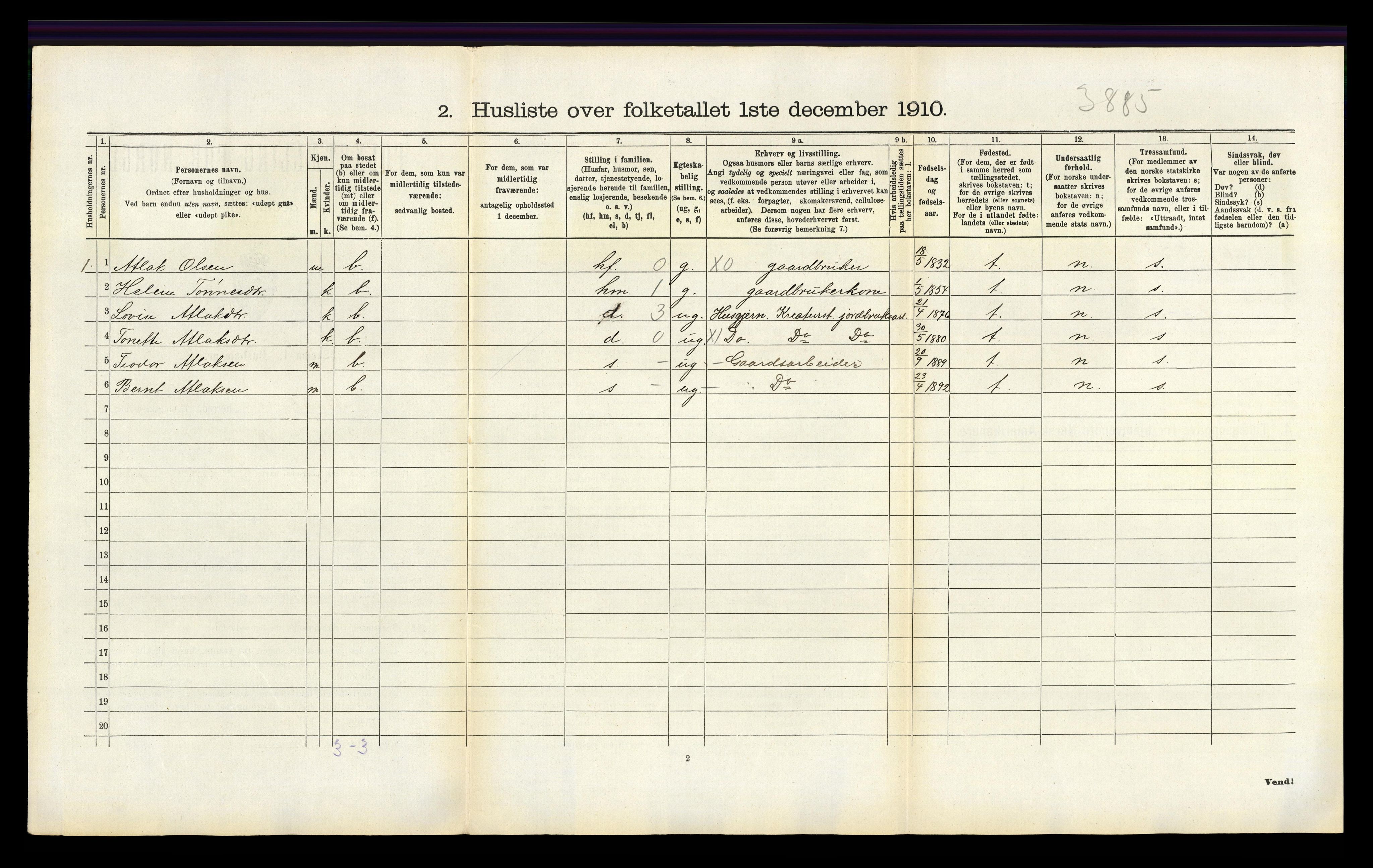 RA, 1910 census for Bakke, 1910, p. 166