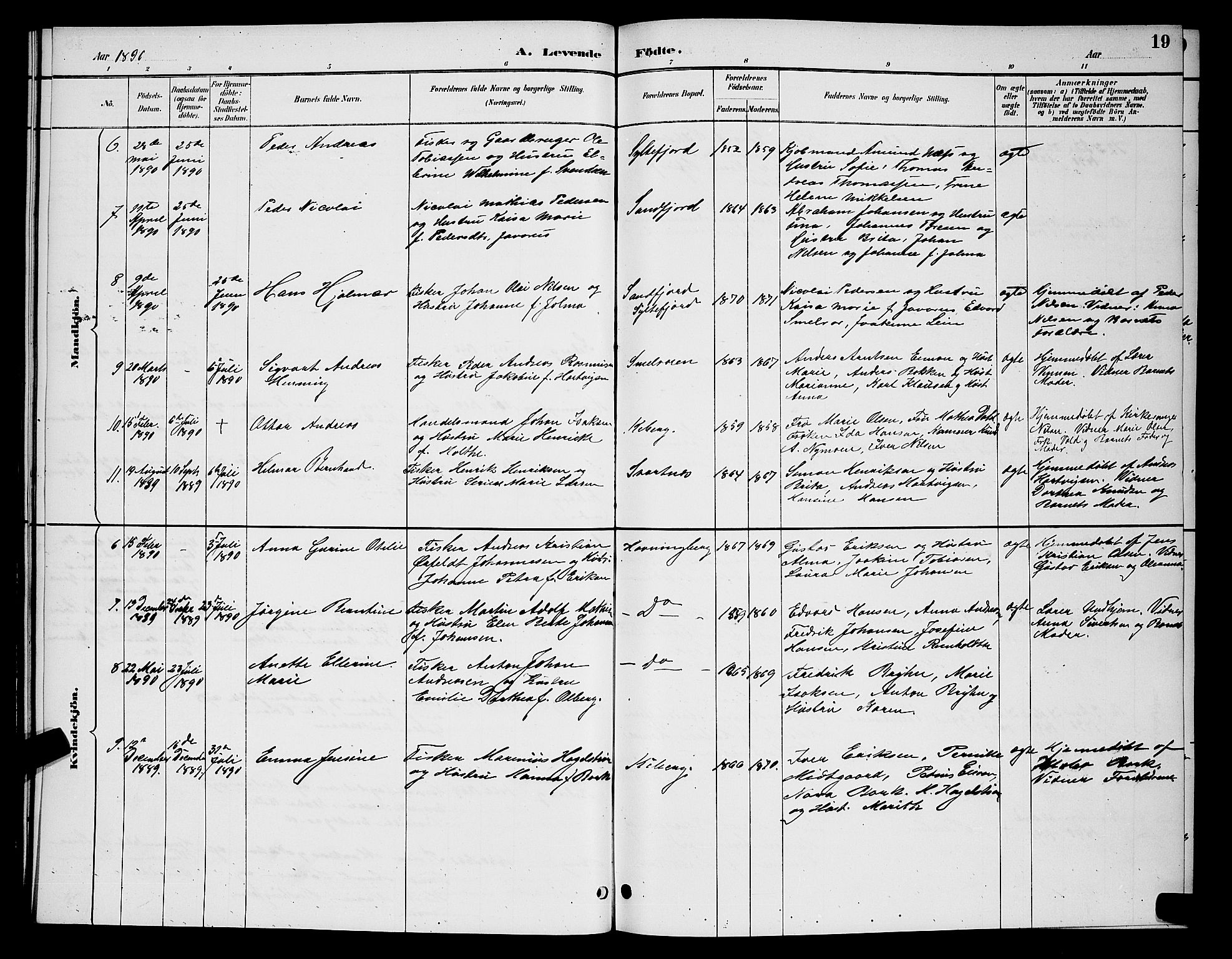 Vardø sokneprestkontor, AV/SATØ-S-1332/H/Hb/L0007klokker: Parish register (copy) no. 7, 1887-1892, p. 19