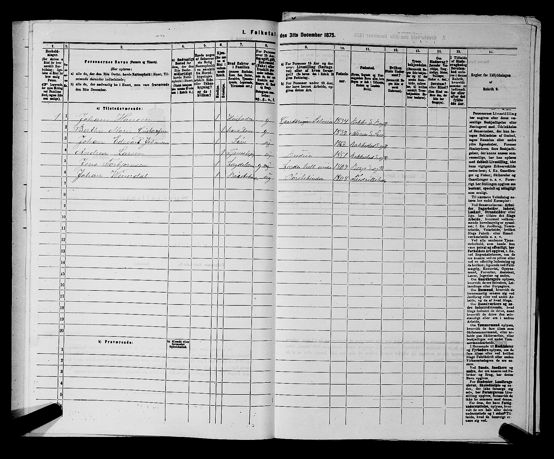 RA, 1875 census for 0116P Berg, 1875, p. 1178