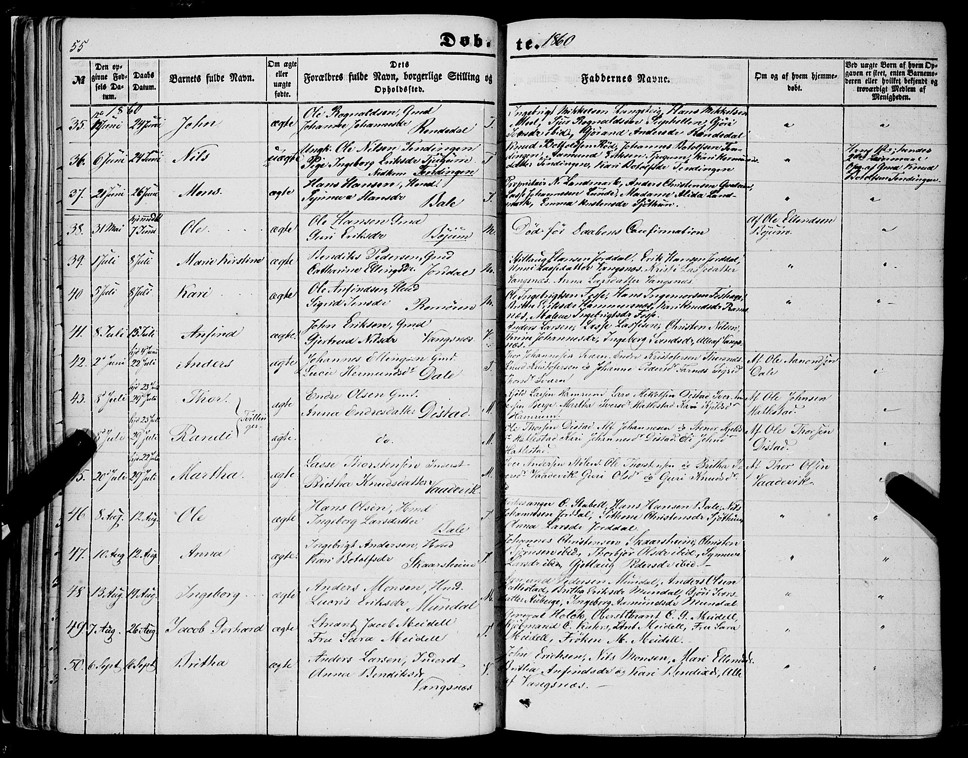 Balestrand sokneprestembete, AV/SAB-A-79601/H/Haa/Haaa/L0002: Parish register (official) no. A 2, 1847-1866, p. 55