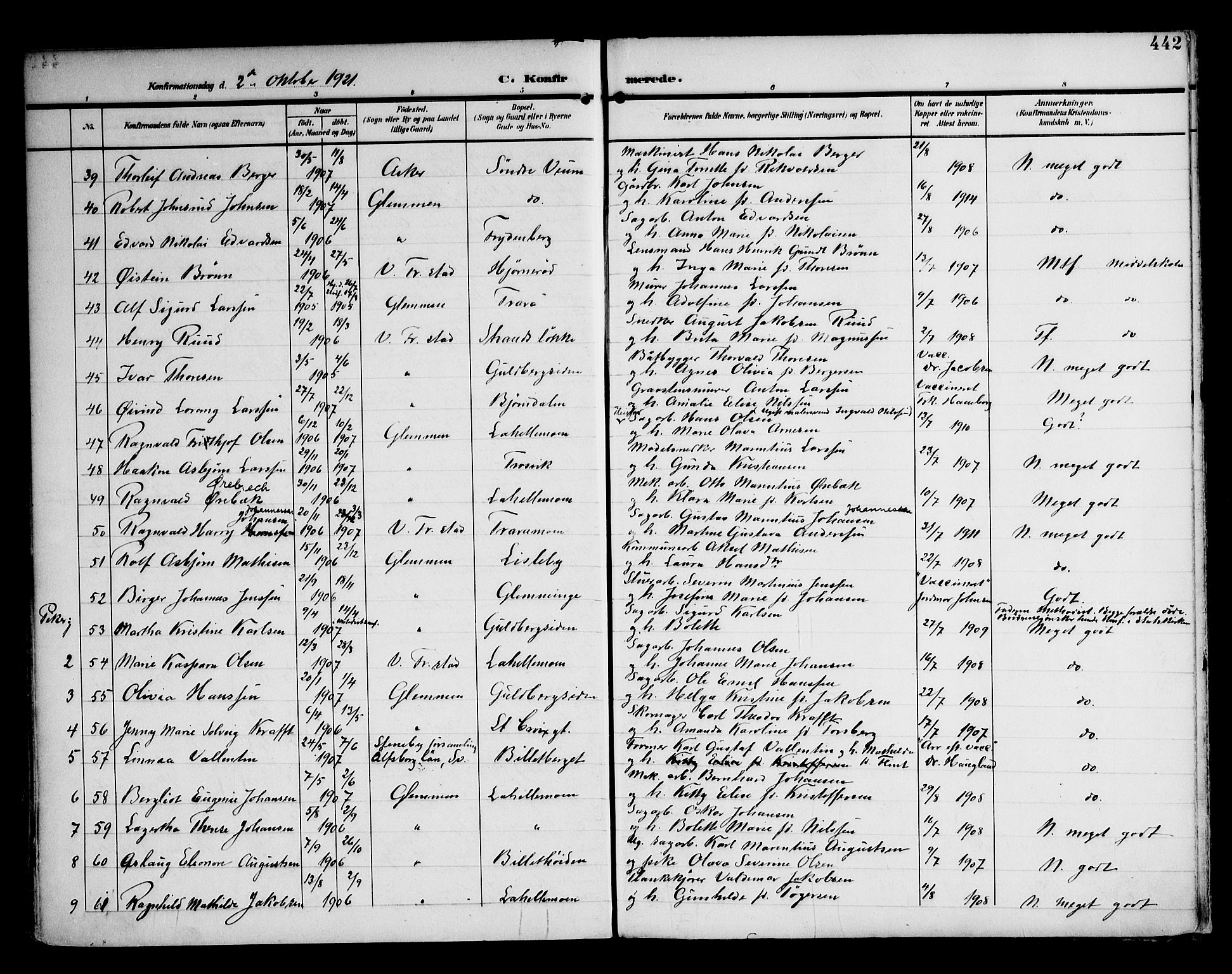 Glemmen prestekontor Kirkebøker, AV/SAO-A-10908/F/Fa/L0014: Parish register (official) no. 14, 1902-1922, p. 442