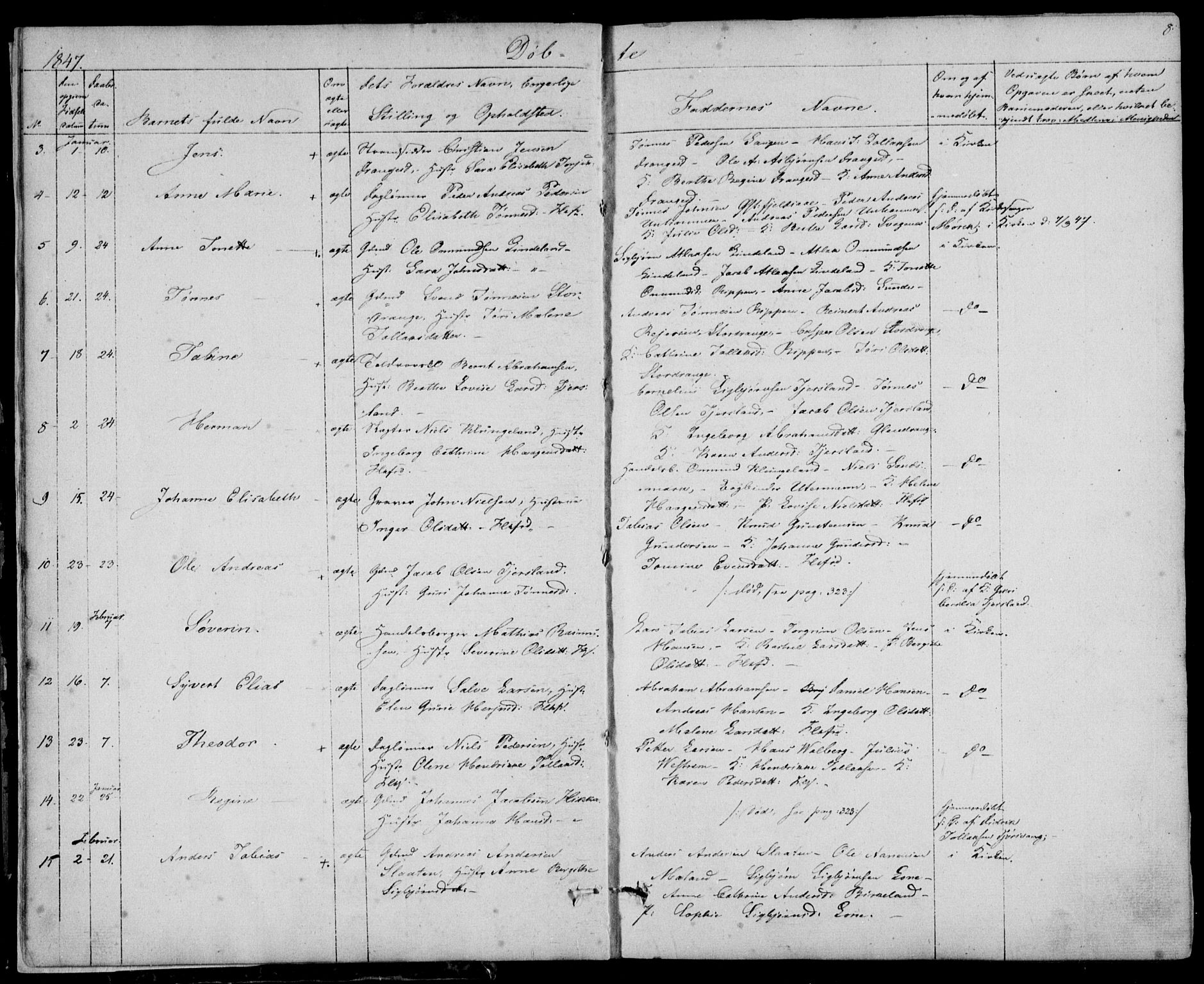 Flekkefjord sokneprestkontor, SAK/1111-0012/F/Fb/Fbc/L0005: Parish register (copy) no. B 5, 1846-1866, p. 8