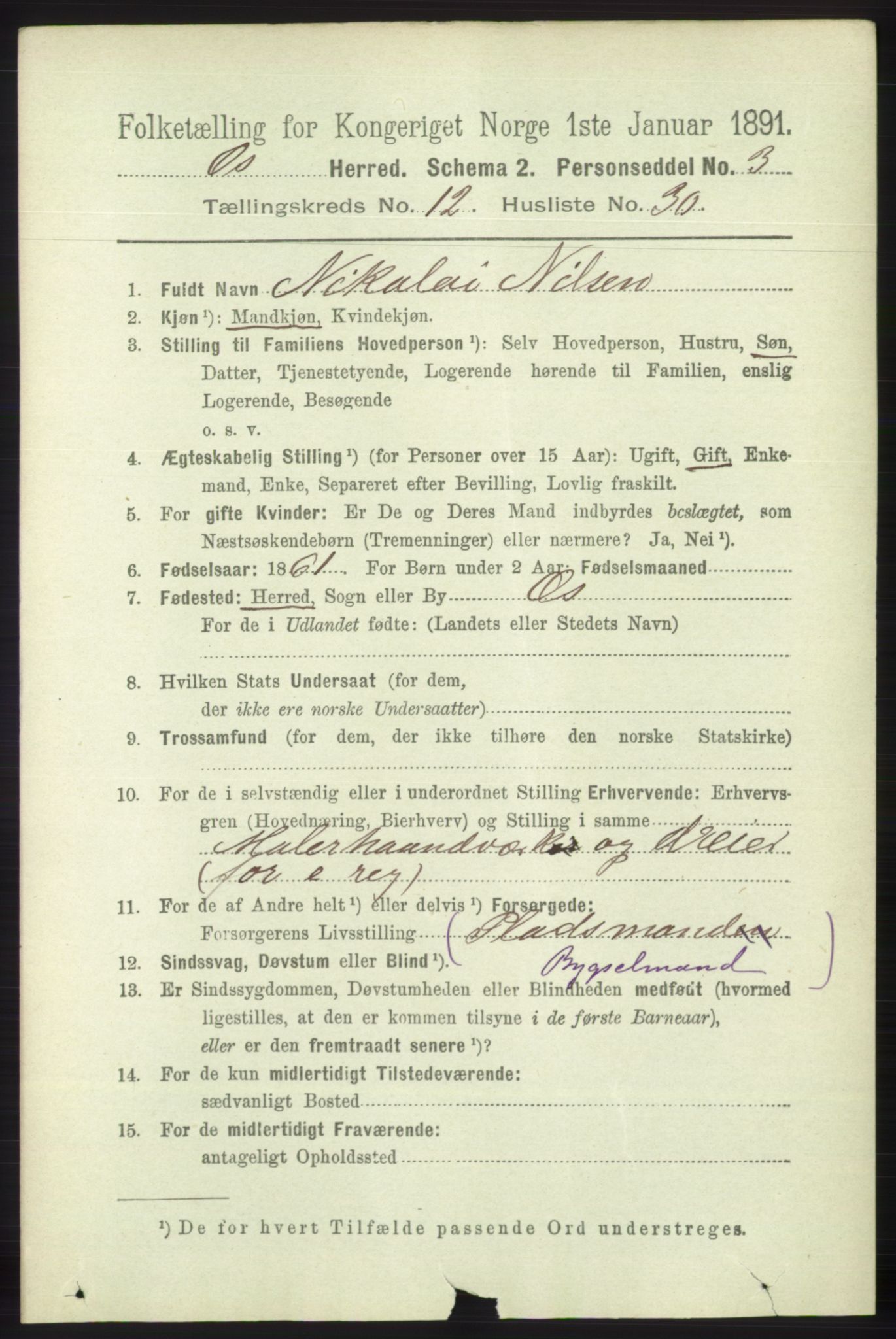 RA, 1891 census for 1243 Os, 1891, p. 2955