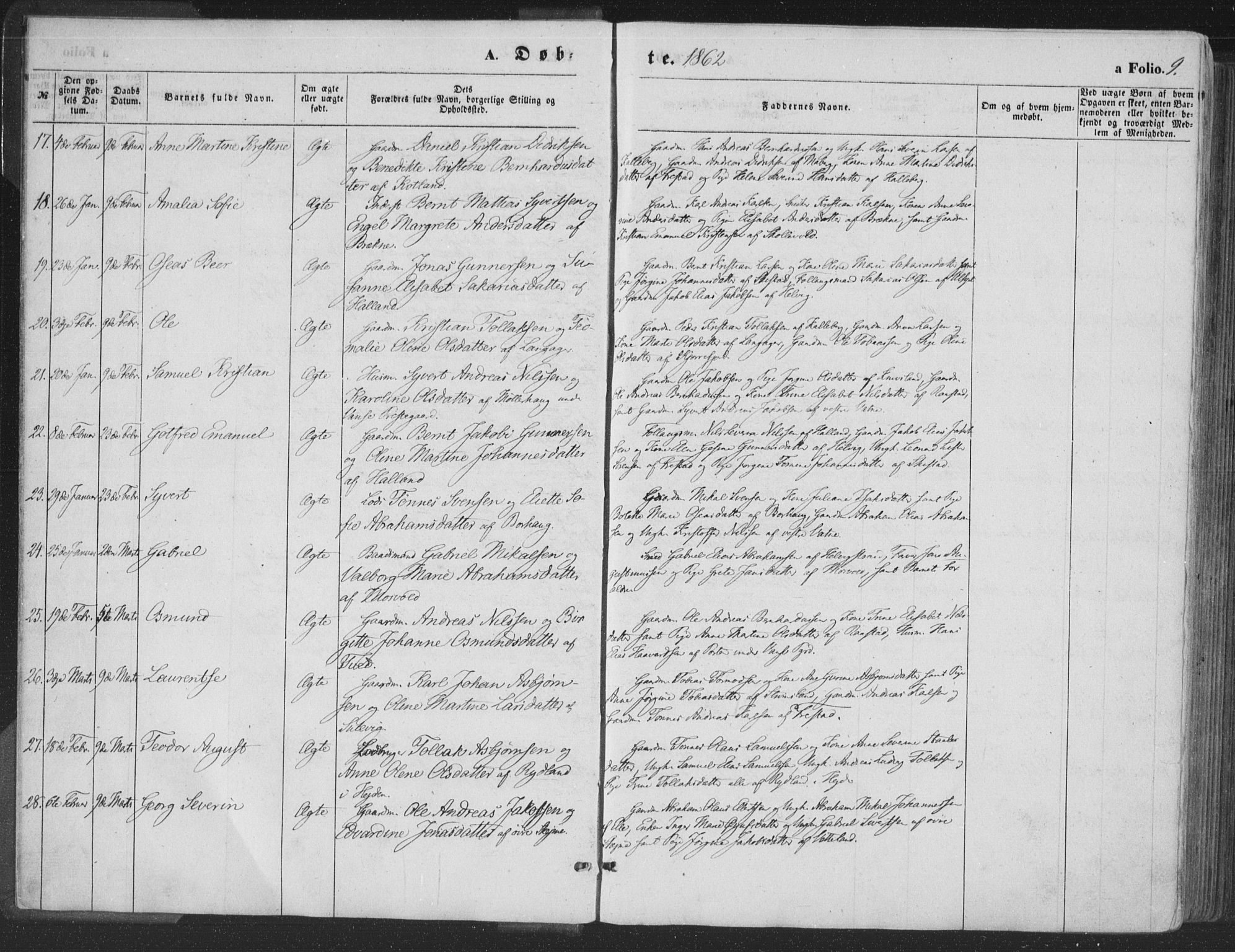 Lista sokneprestkontor, AV/SAK-1111-0027/F/Fa/L0011: Parish register (official) no. A 11, 1861-1878, p. 9