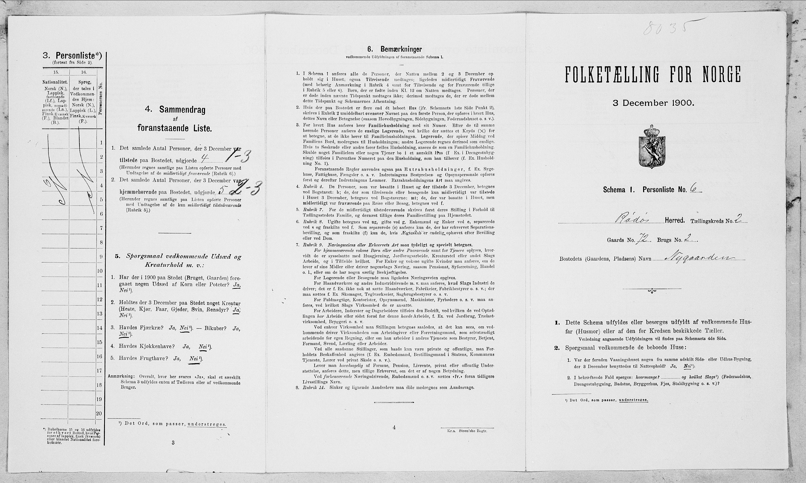 SAT, 1900 census for Rødøy, 1900, p. 124