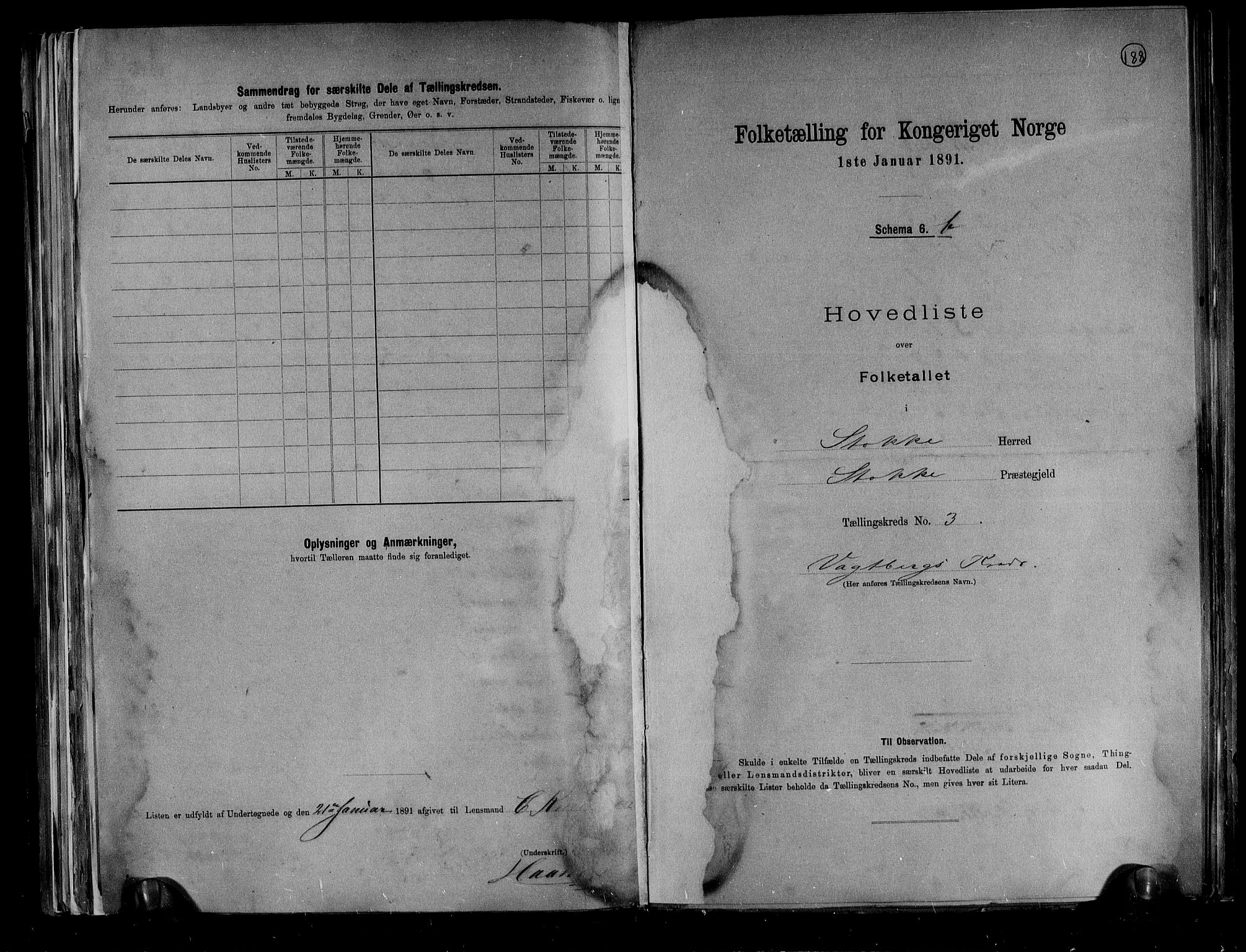 RA, 1891 census for 0720 Stokke, 1891, p. 13