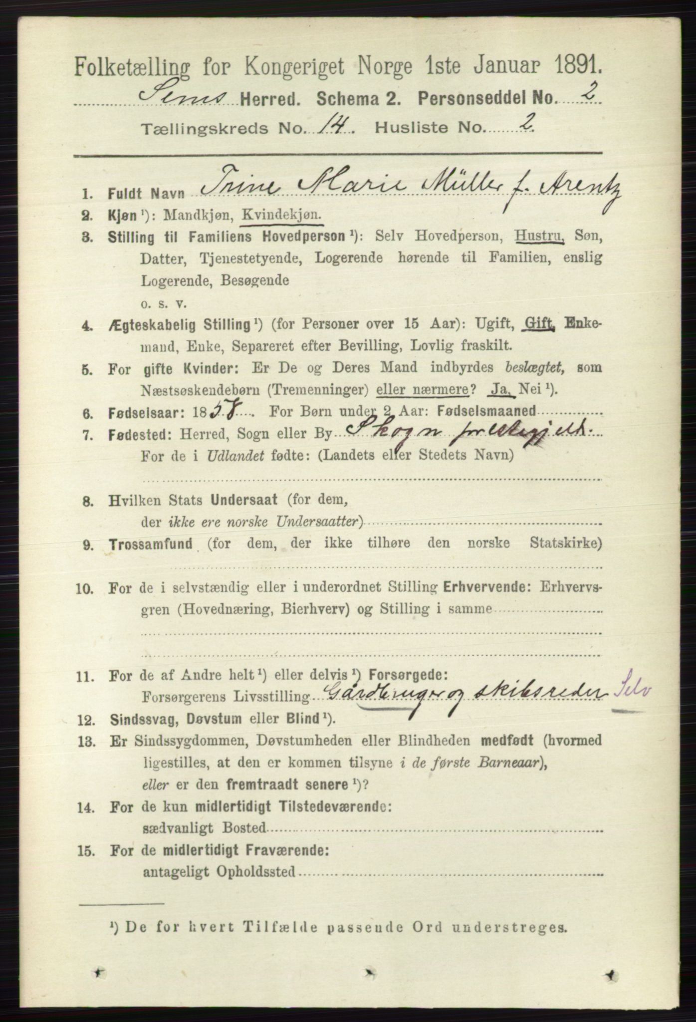 RA, 1891 census for 0721 Sem, 1891, p. 7027