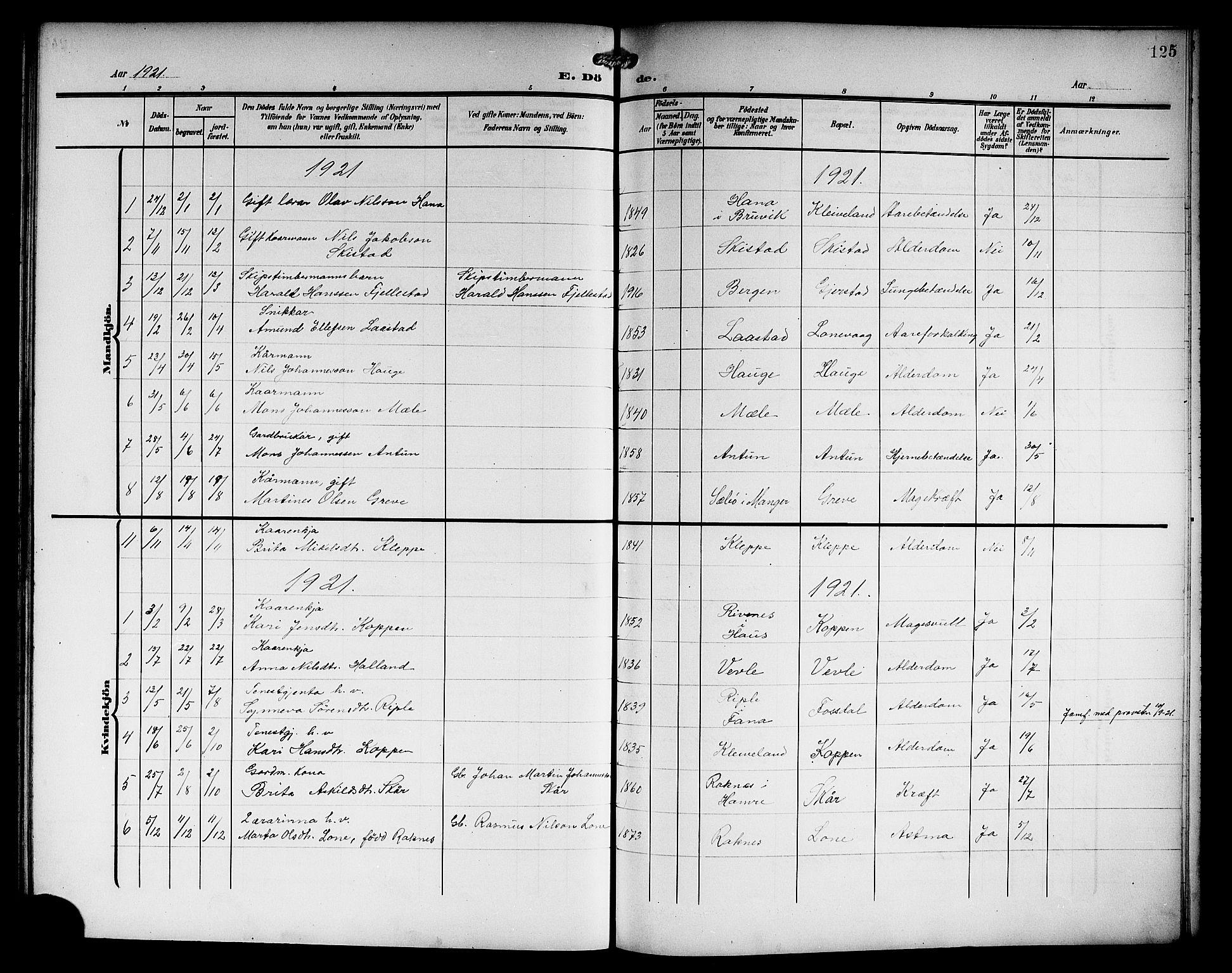 Haus sokneprestembete, SAB/A-75601/H/Hab: Parish register (copy) no. C 4, 1907-1922, p. 125