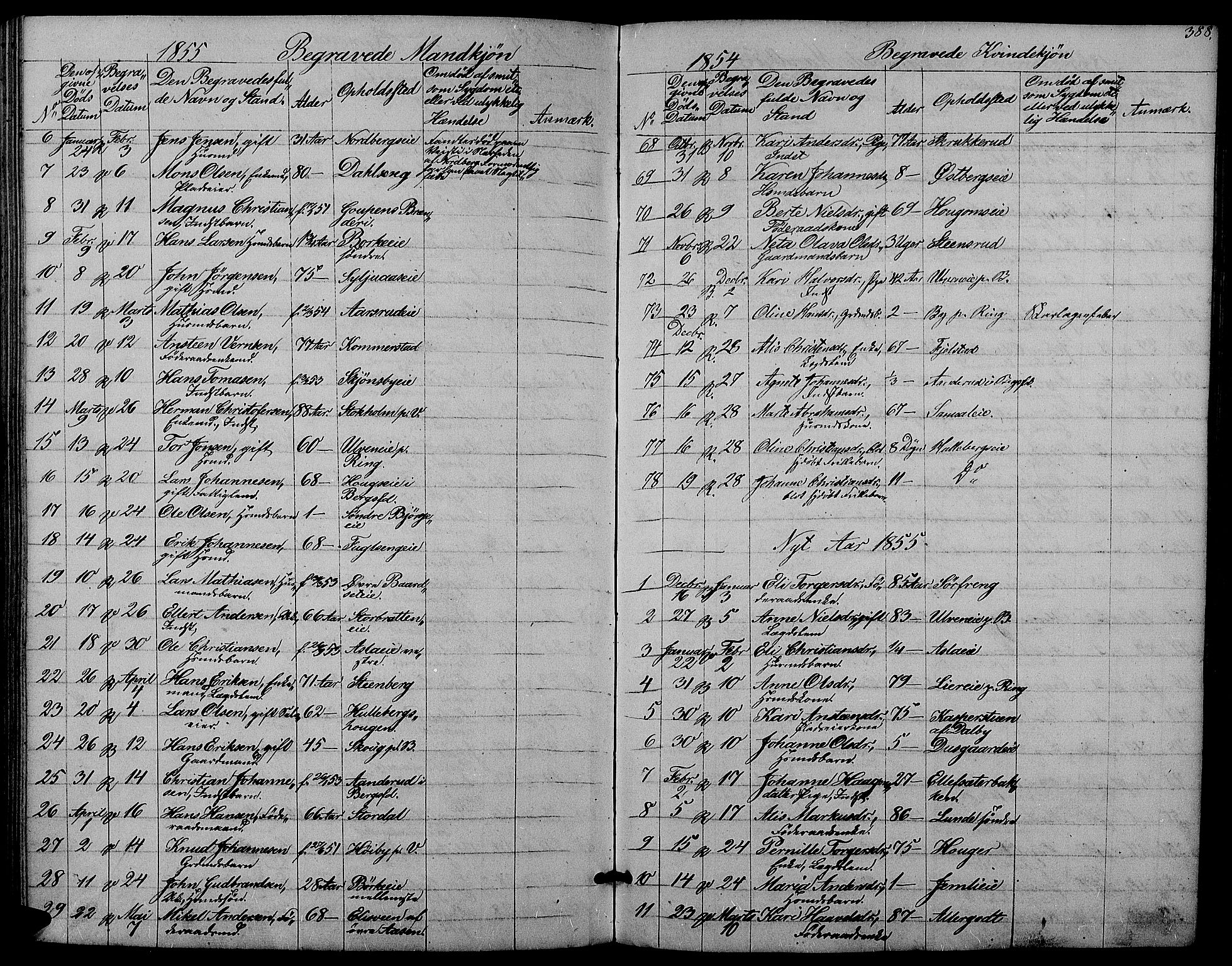 Ringsaker prestekontor, AV/SAH-PREST-014/L/La/L0006: Parish register (copy) no. 6, 1851-1860, p. 388