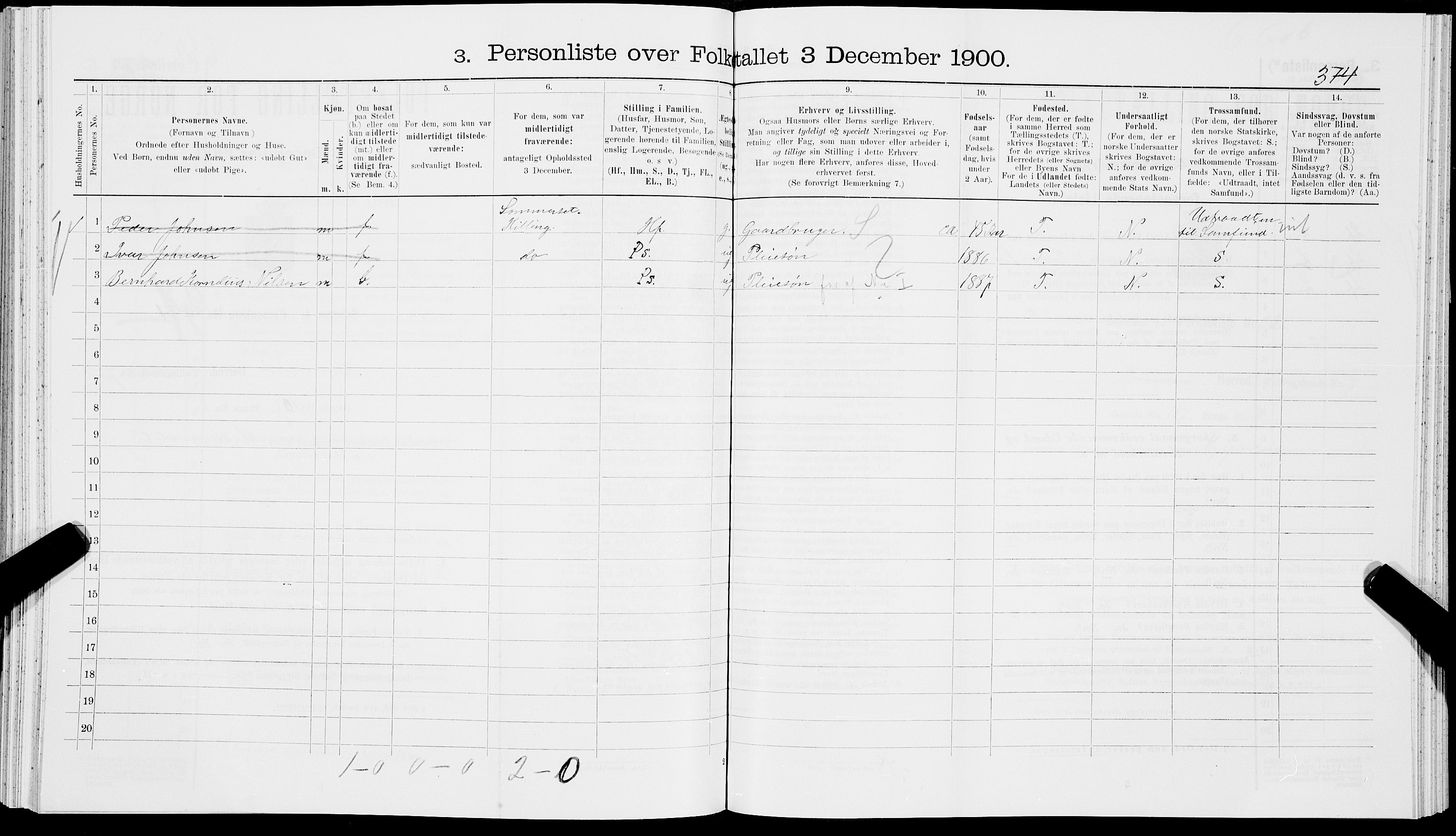 SAT, 1900 census for Hamarøy, 1900, p. 864