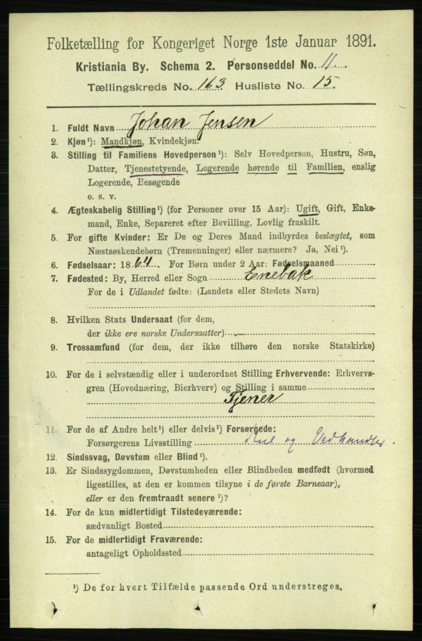 RA, 1891 census for 0301 Kristiania, 1891, p. 94007