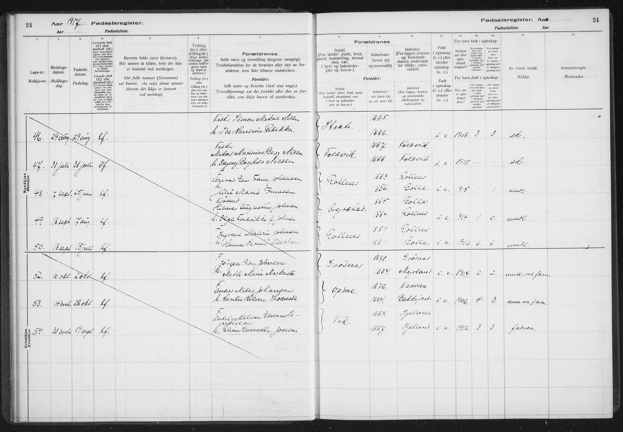 Ibestad sokneprestembete, AV/SATØ-S-0077/I/Ic/L0061: Birth register no. 61, 1917-1929, p. 24