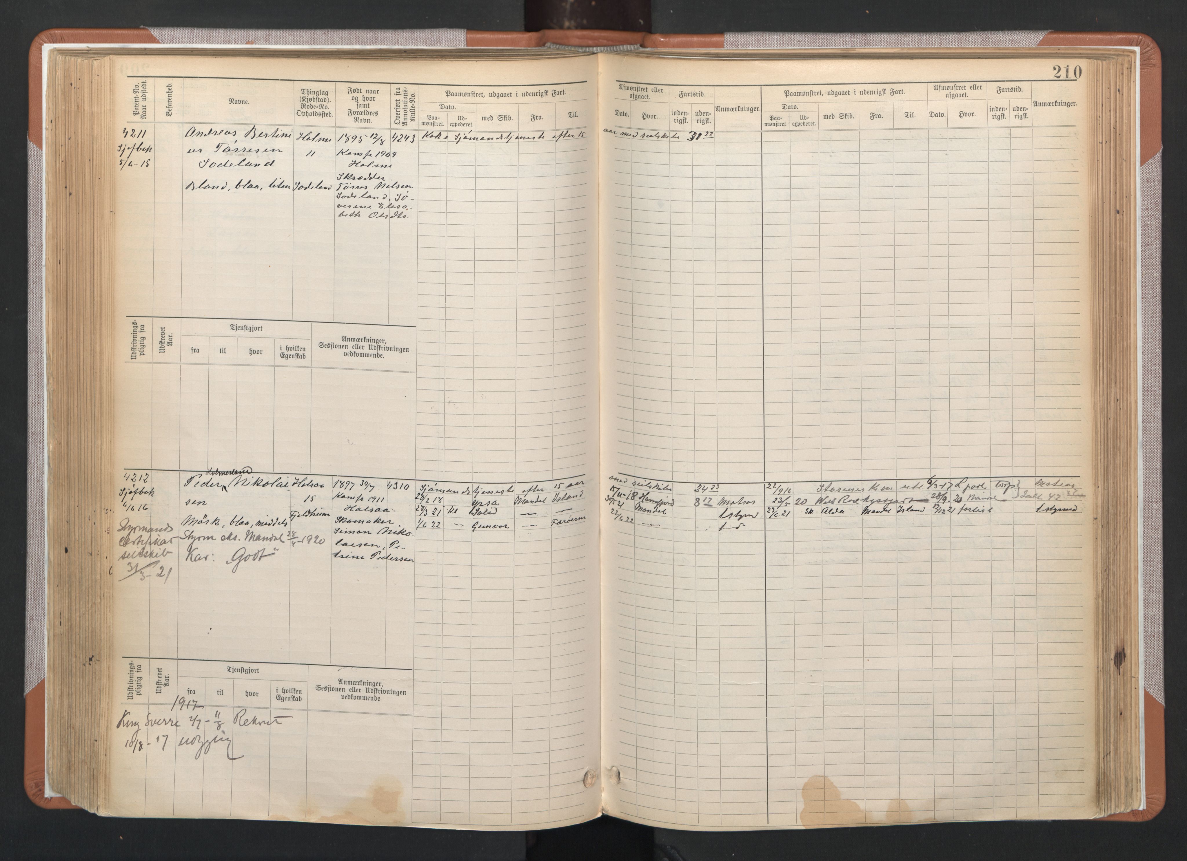 Mandal mønstringskrets, AV/SAK-2031-0016/F/Fb/L0006: Hovedrulle nr 3795-4559, L-11, 1895-1948, p. 213