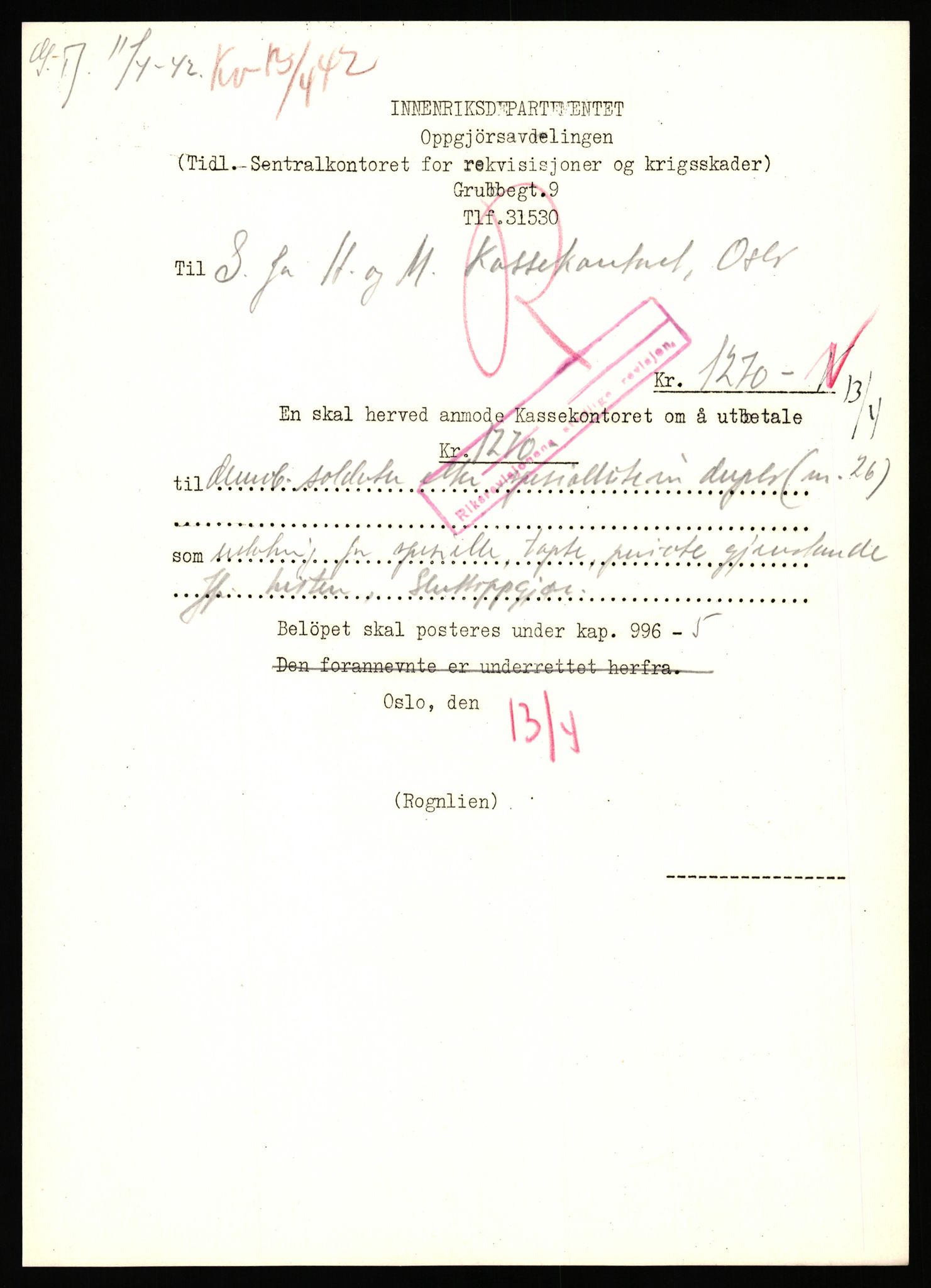 Justisdepartementet, Oppgjørsavdelingen, AV/RA-S-1056/G/Gb/L0095: Spesiallister mv., 1940-1943, p. 48